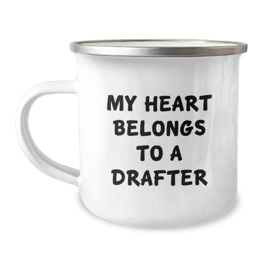 Funny Inspirational Gifts from Family to Daughter or Son - My Heart Belongs To A Drafter, Unique Drafter Gifts for Men or Women, Camping Mug for Graduation, Drafter Enthusiast - Image 1