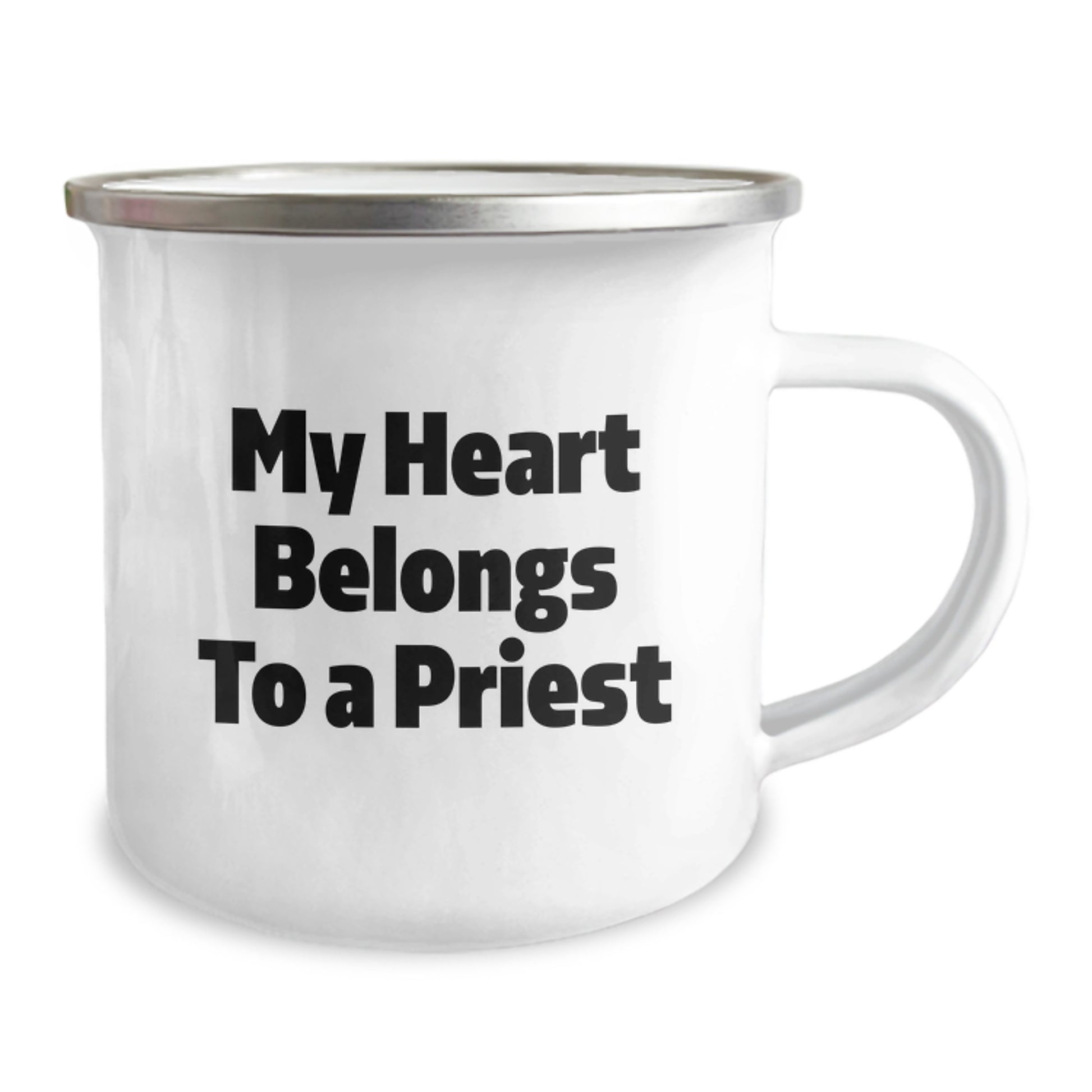 Funny Priest Gifts from Men to Priest, Birthday Unique Gifts for Priest, Camping Mug with My Heart Belongs To A 'Priest' Quote - Image 2