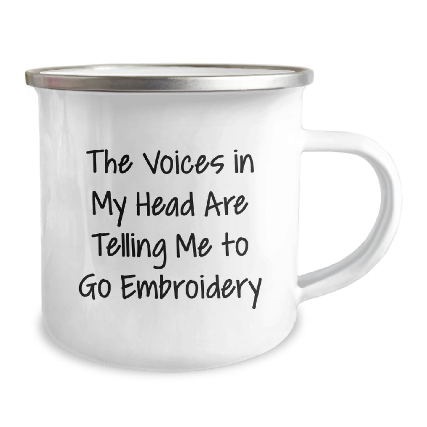 Embroidery Gifts for Men Funny Quote 'The Voices In My Head Are Telling Me To Go Embroidery' Camping Mug Perfect Graduation Unique Gifts from Mom - Image 2