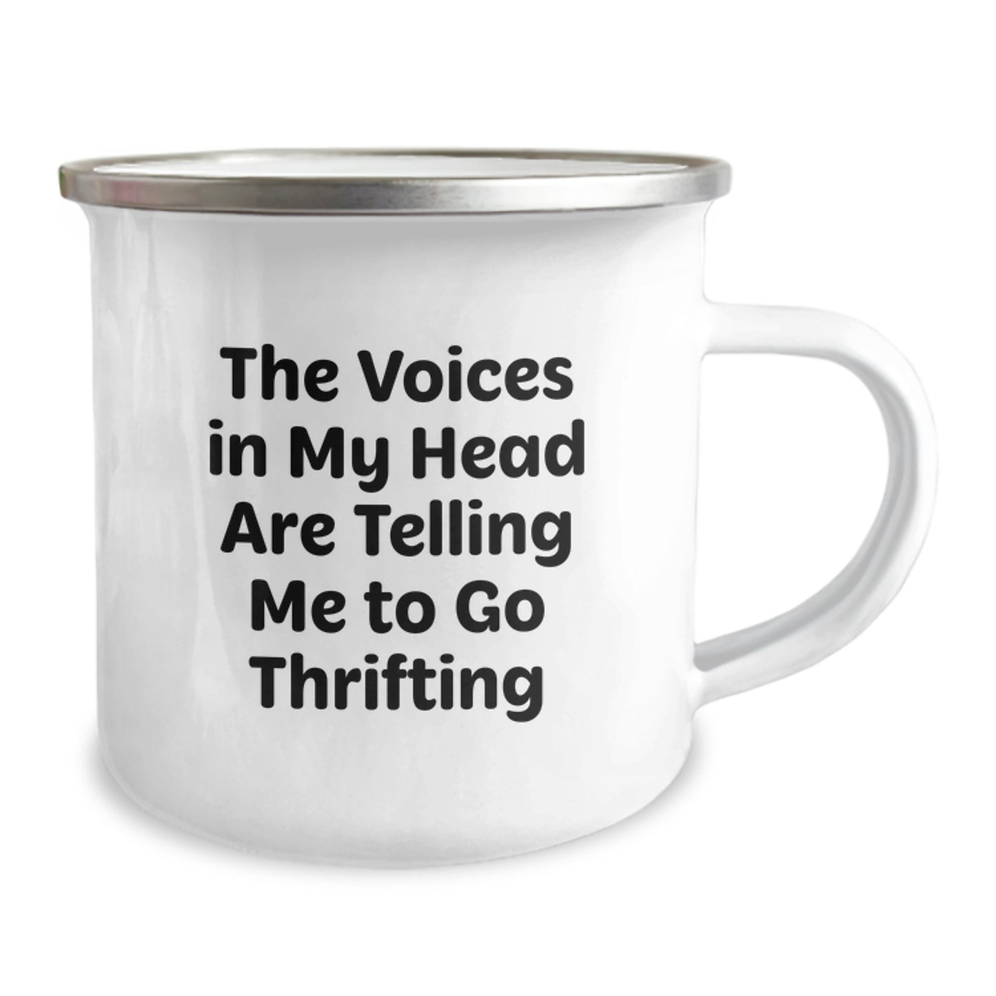 Funny Thrifting Gifts for Christmas - The Voices In My Head Are Telling Me To Go Thrifting Camping Mug for Men and Women - Image 2