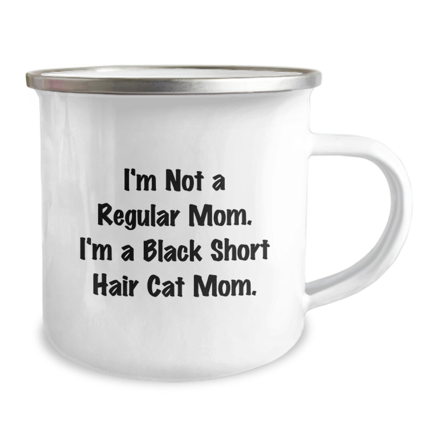 Funny Black Short Hair Cat Gifts for Men from Mom, Birthday Unique Gifts, Black Short Hair Cat Mom Camping Mug - Image 2