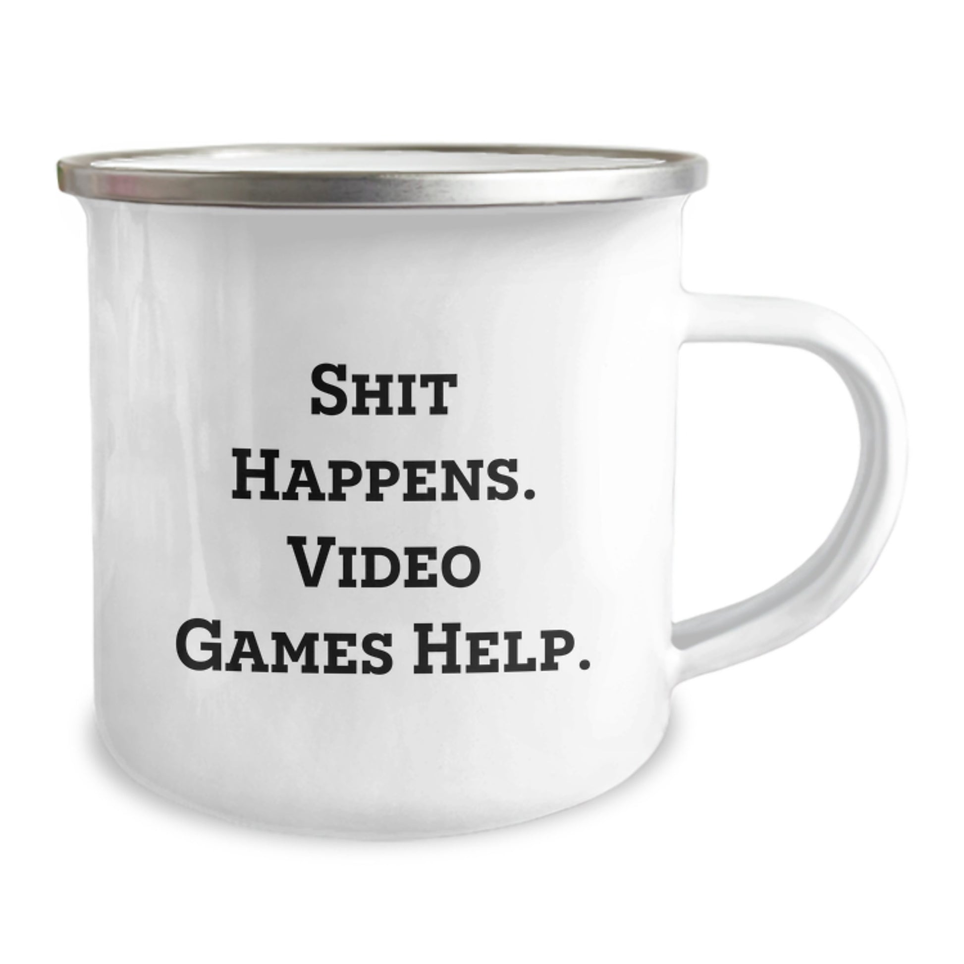 Funny Playing Video Games Gifts for Men - Birthday Unique Mugs from Friends - Shit Happens. Video Games Help. Stainless Steel Camping Mugs - Image 2