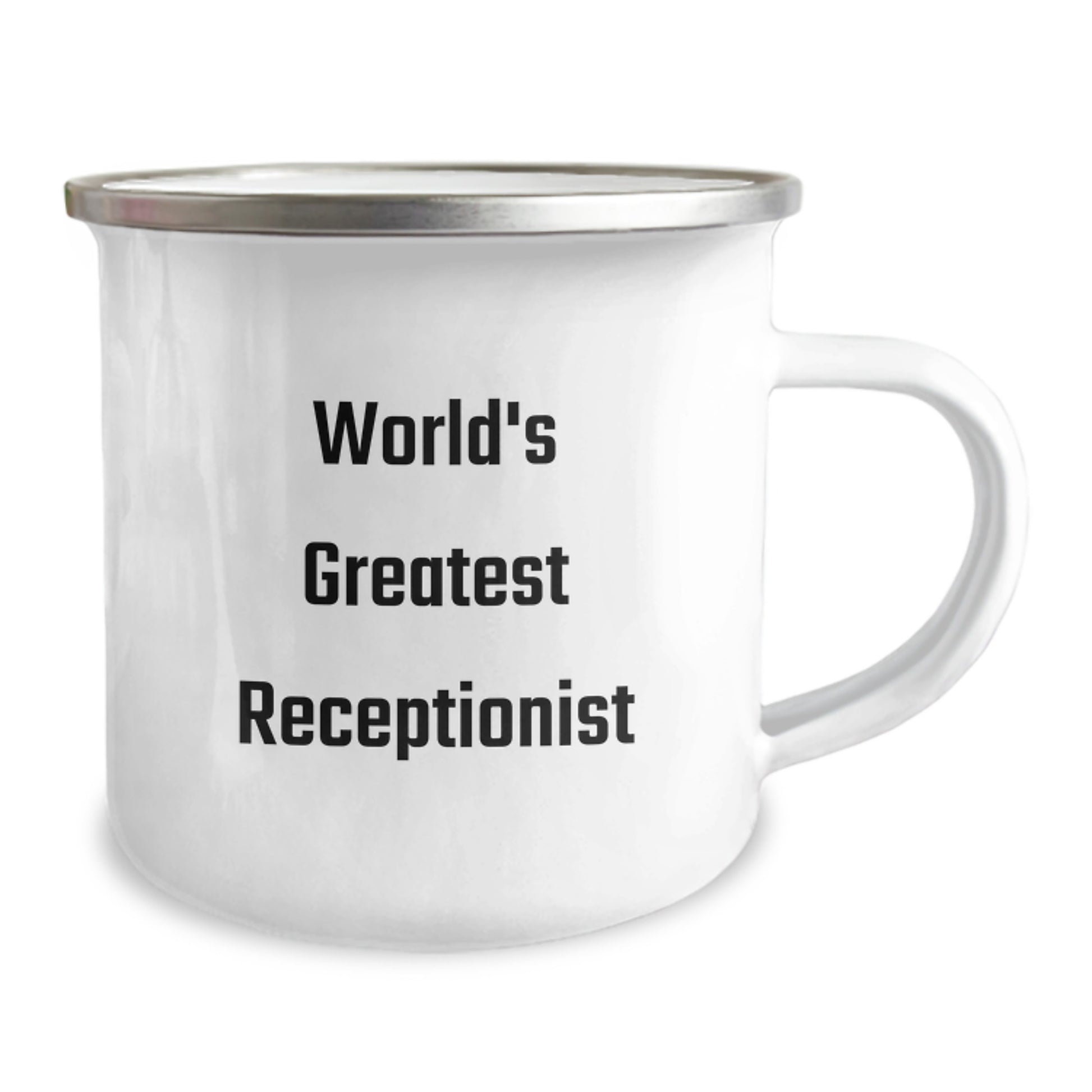 Funny Quote Gifts from Friends to the World's Greatest Receptionist Camping Mug for Father's Day Unique Presents - Image 2