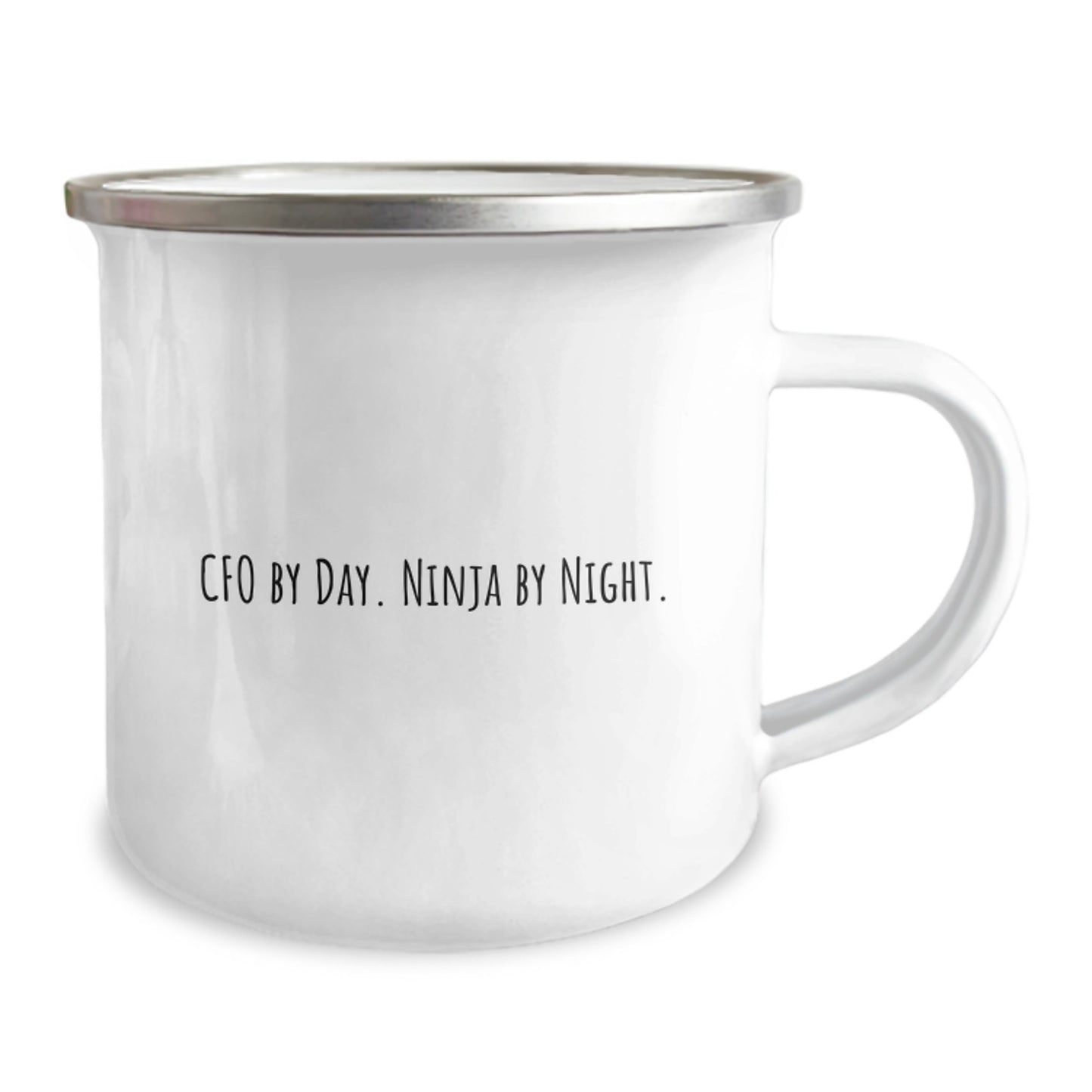 CFO Gifts by Day, Ninja by Night - Funny Camping Mug for Graduation, Gifts from Friends, Gifts for CFO, 12 oz Stainless Steel with Enamel Finish - Image 2