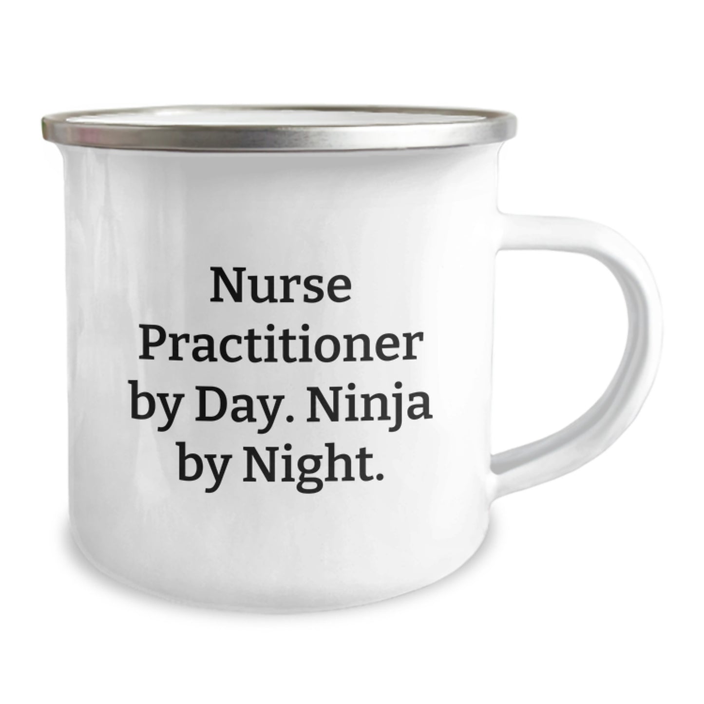 Funny Nurse Practitioner Gifts from Men to Women - Camping Mug with Quote 'Nurse Practitioner By Day. Ninja By Night.' for Christmas Unique Gifts - Image 2