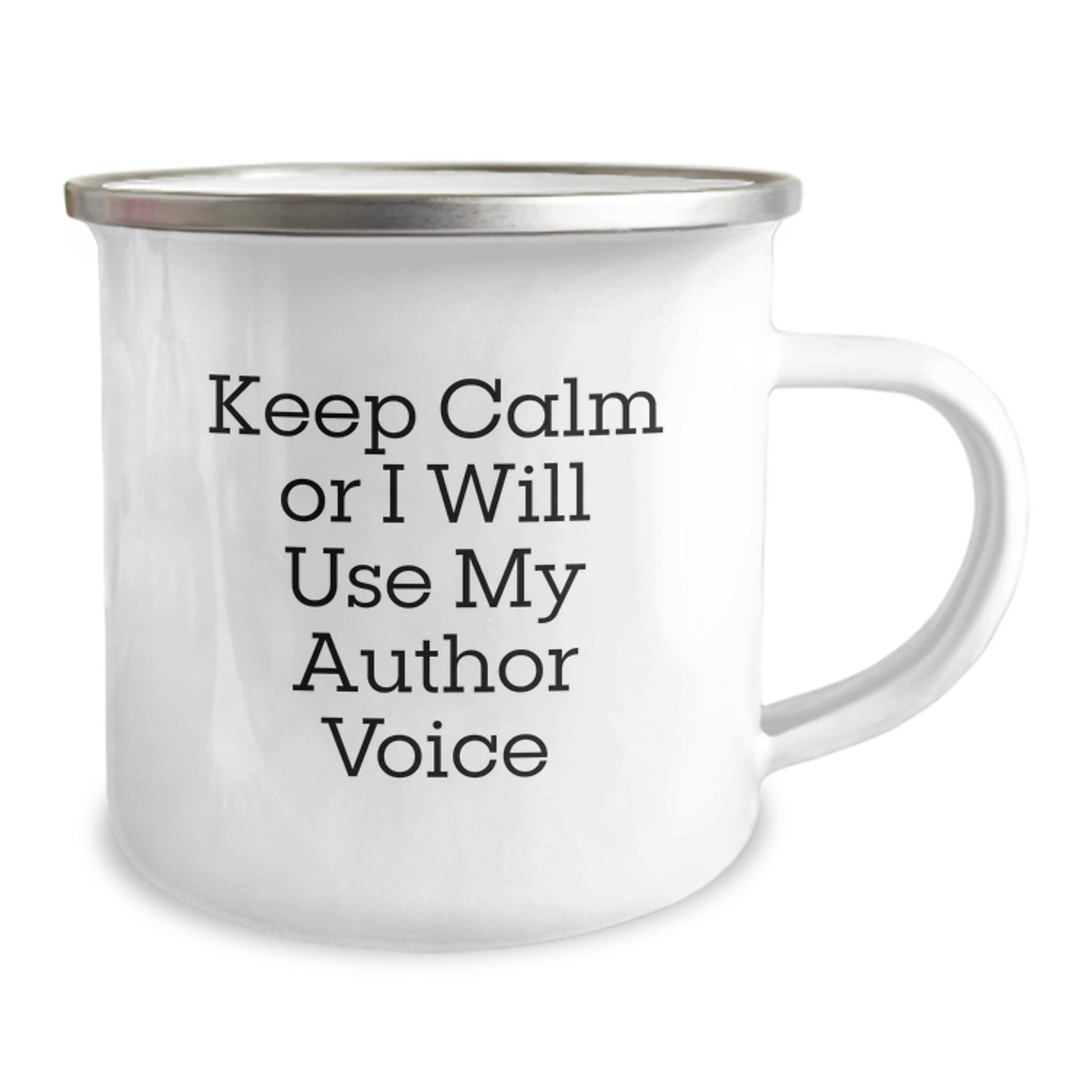 Funny Author Gifts from Men to Friends, Keep Calm Or I Will Use My Author Voice Camping Mug, Christmas Unique Gifts for Authors - Image 2