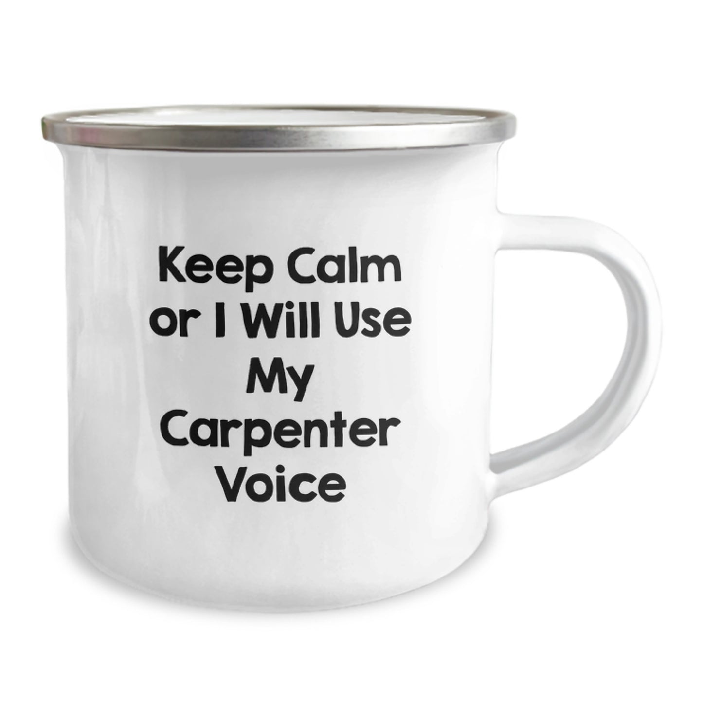 Cute Carpenter Gifts for Men Funny Camping Mug - Keep Calm Or I Will Use My Carpenter Voice Christmas Unique - Image 2