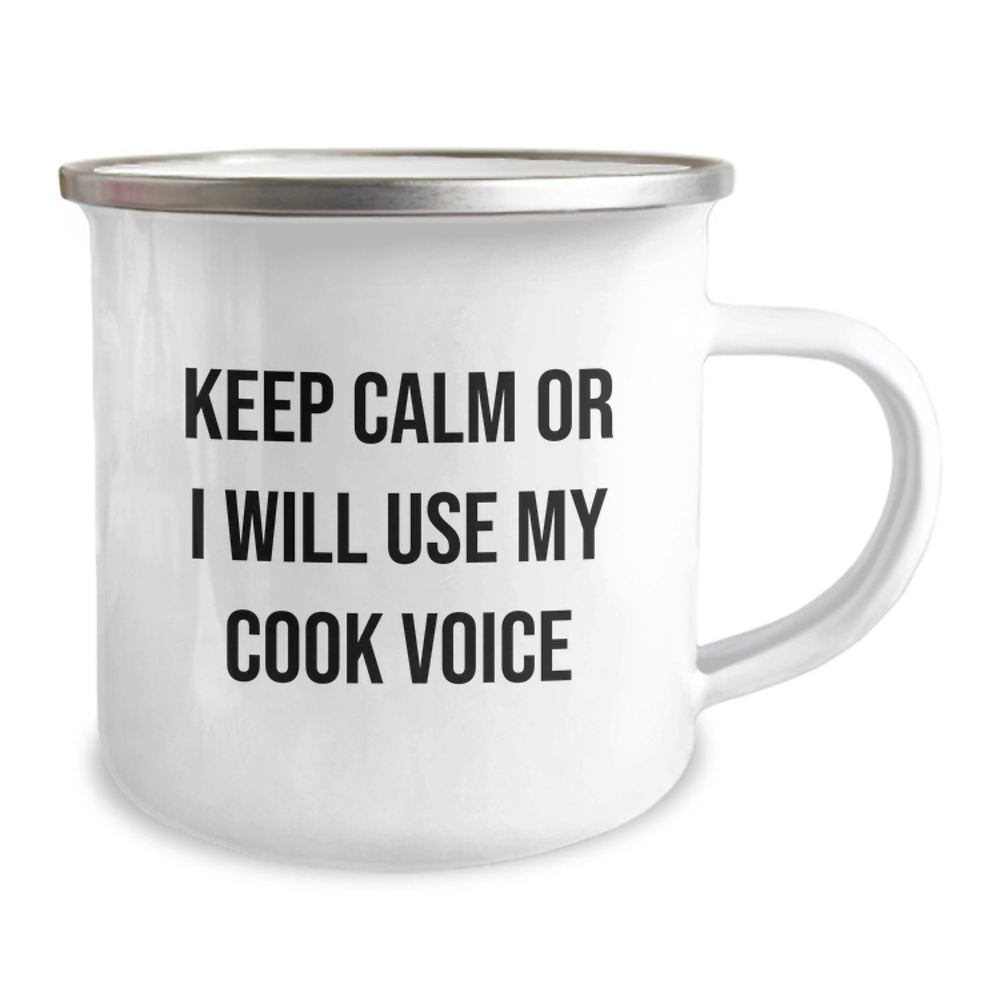 Funny Camping Mug for Cook Enthusiasts Gifts from Friends to Men, Unique Christmas Unique Gifts for Cooks, Camping Mugs with Keep Calm Or I Will Use My Cook Voice - Image 2