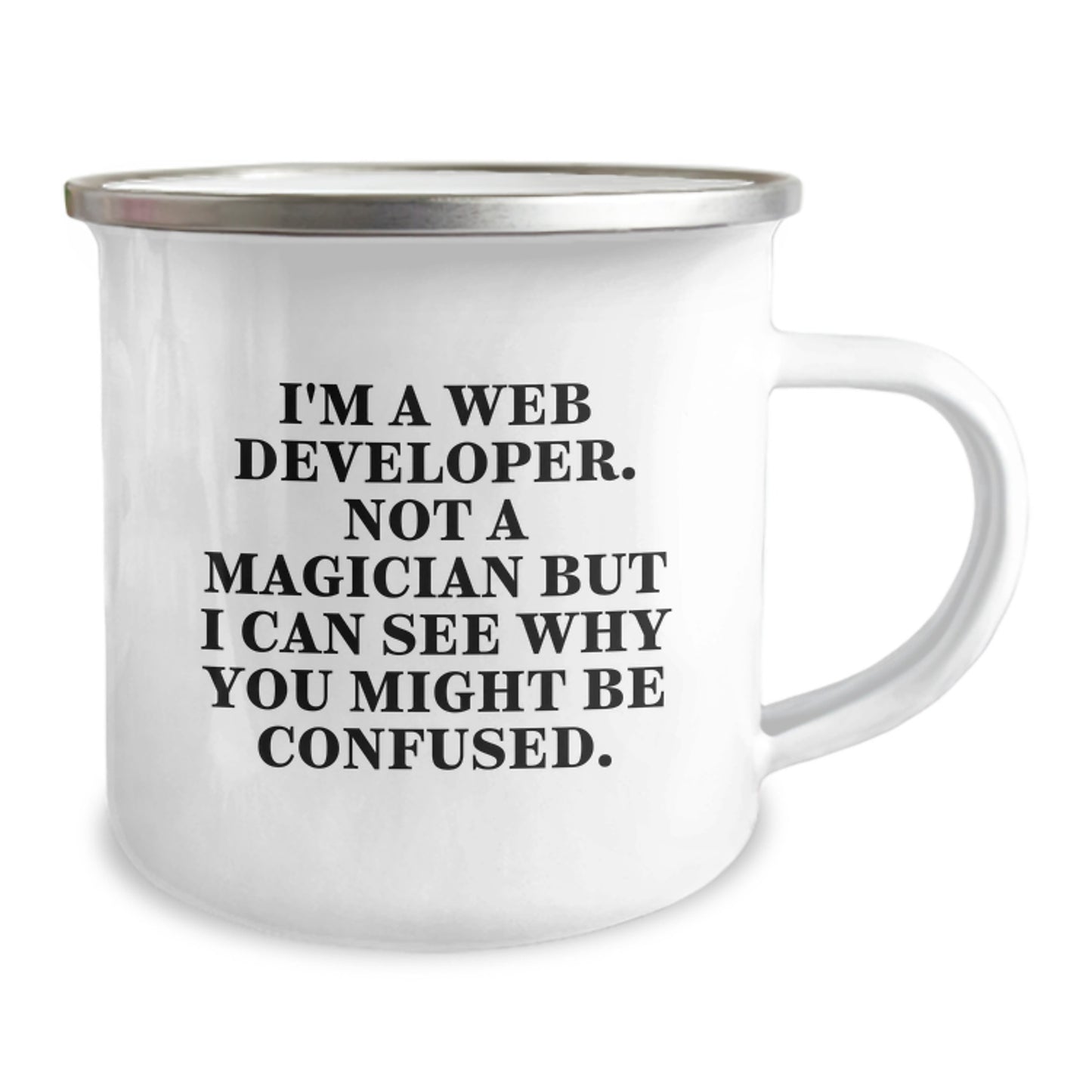Funny Web Developer Gifts for Men from Friends, Unique Birthday Unique Gifts for Web Developers, Web Developer Enamel Camping Mug - Image 2