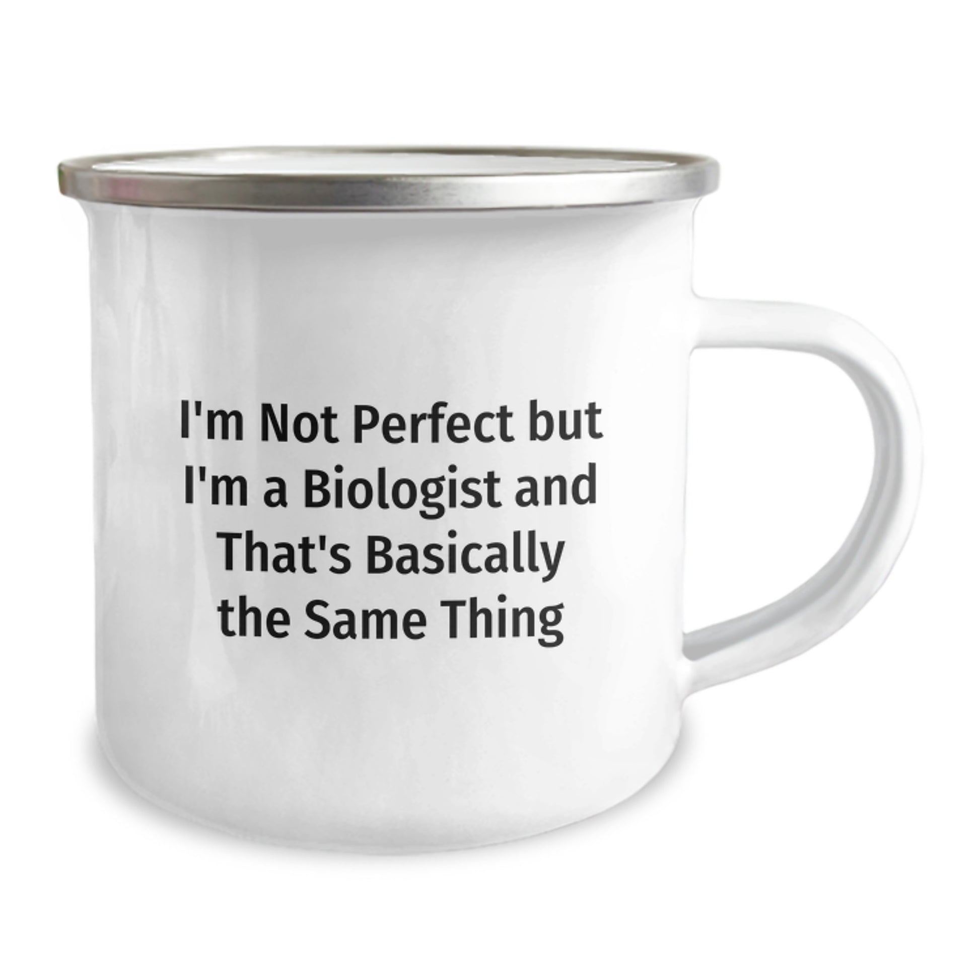 Funny Scientist Gifts from Family, Biologist Men Camping Mug, Inspirational 'I'm Not Perfect But I'm A Biologist' - Image 2