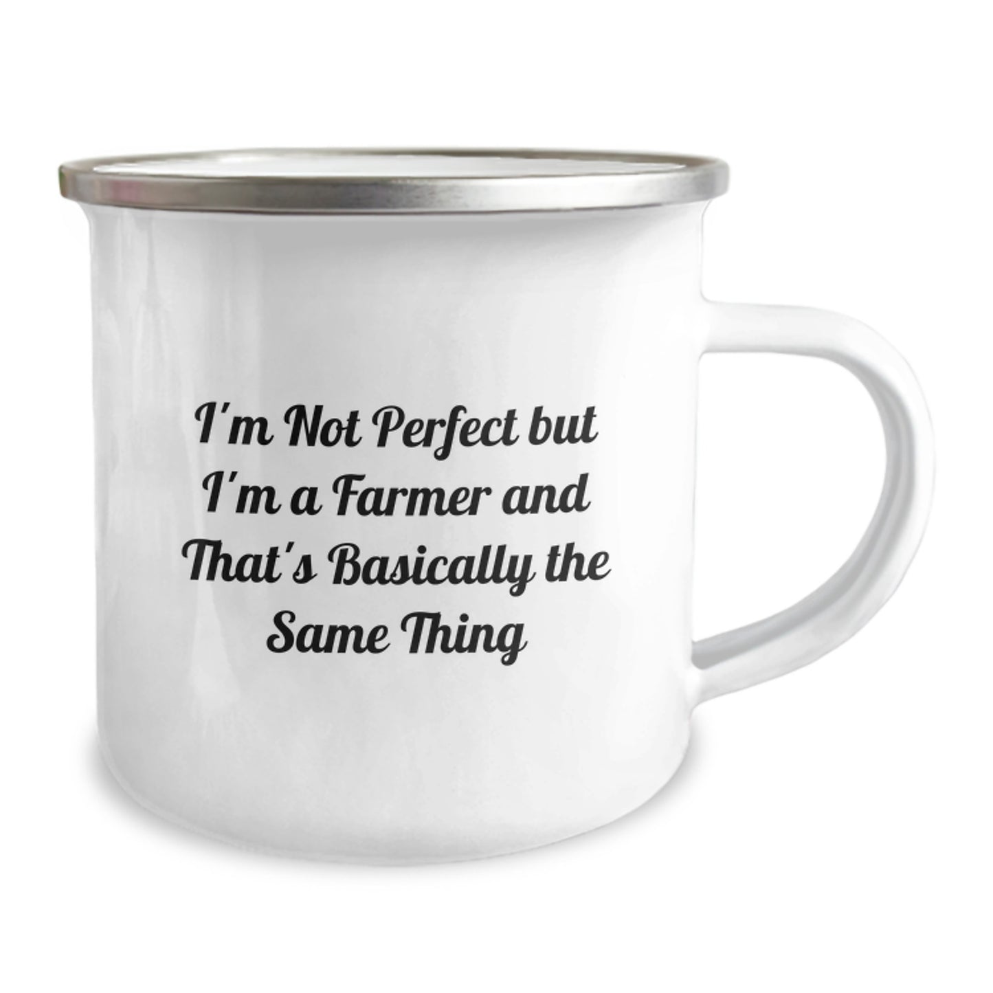 Farmer Gifts from Friends for Christmas Unique Funny Camping Mug - I'm Not Perfect But I'm A Farmer And That's Basically The Same Thing - Image 2