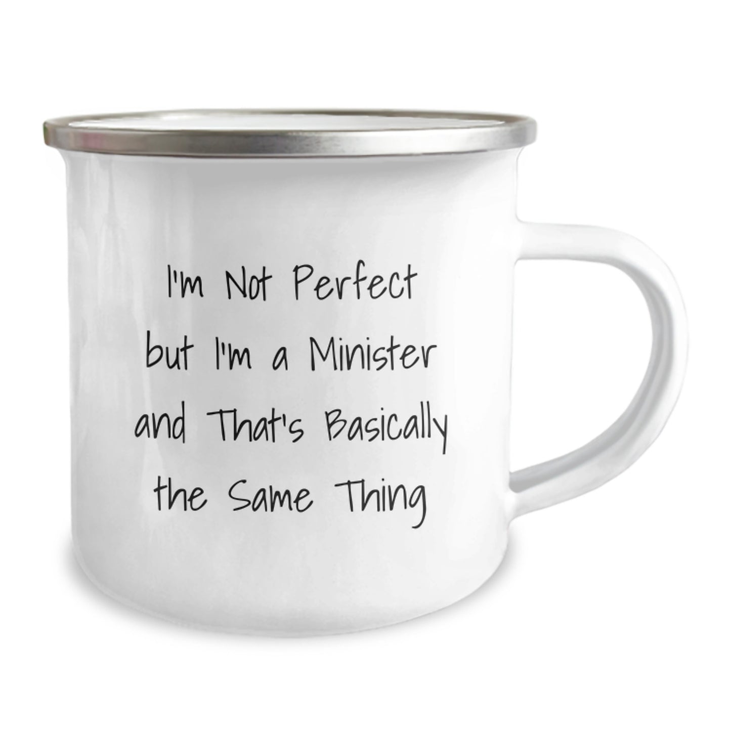 Funny Minister Gifts for Men, Unique Birthday Unique Gifts from Friends, Camping Mug with Quote 'I'm Not Perfect But I'm A Minister And That's Basically The Same Thing' - Image 2