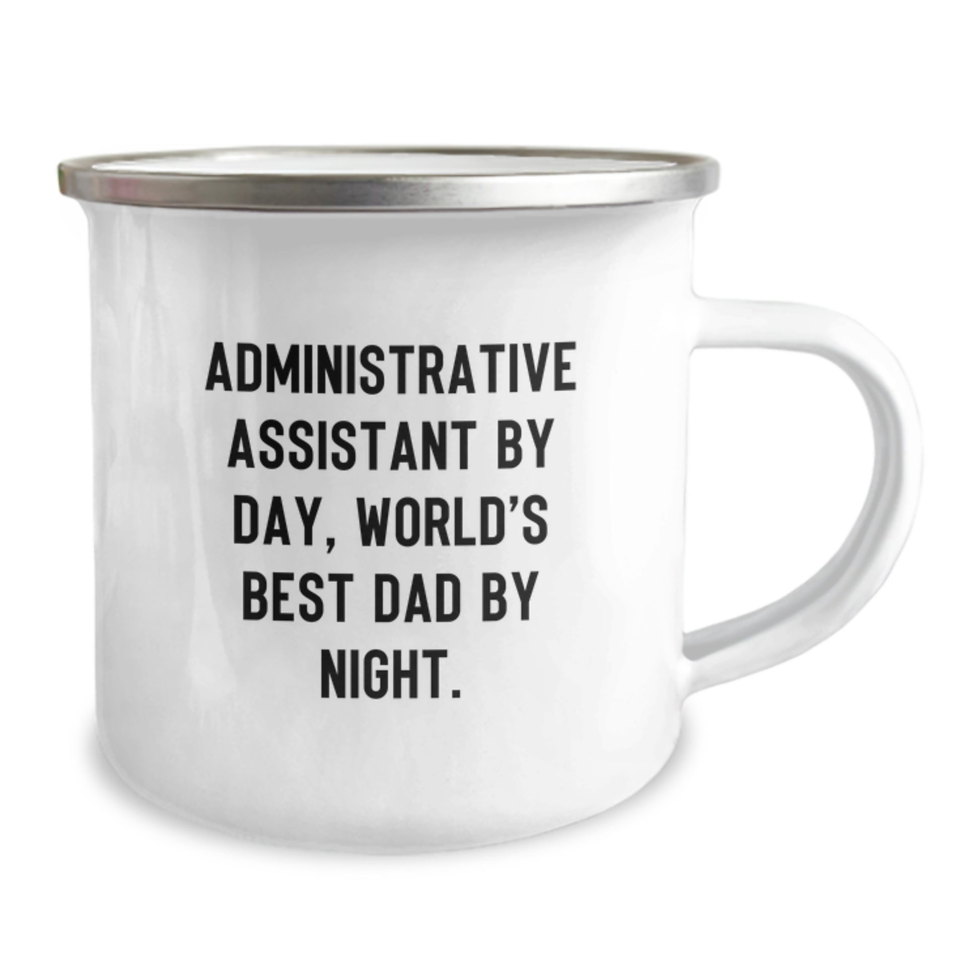 Administrative Assistant Gifts By Day, Camping Mug For World's Best Dad By Night, Birthday Unique Gifts from Family, Funny Quote, 12 oz Capacity, Stainless Steel with Enamel Finish - Image 2