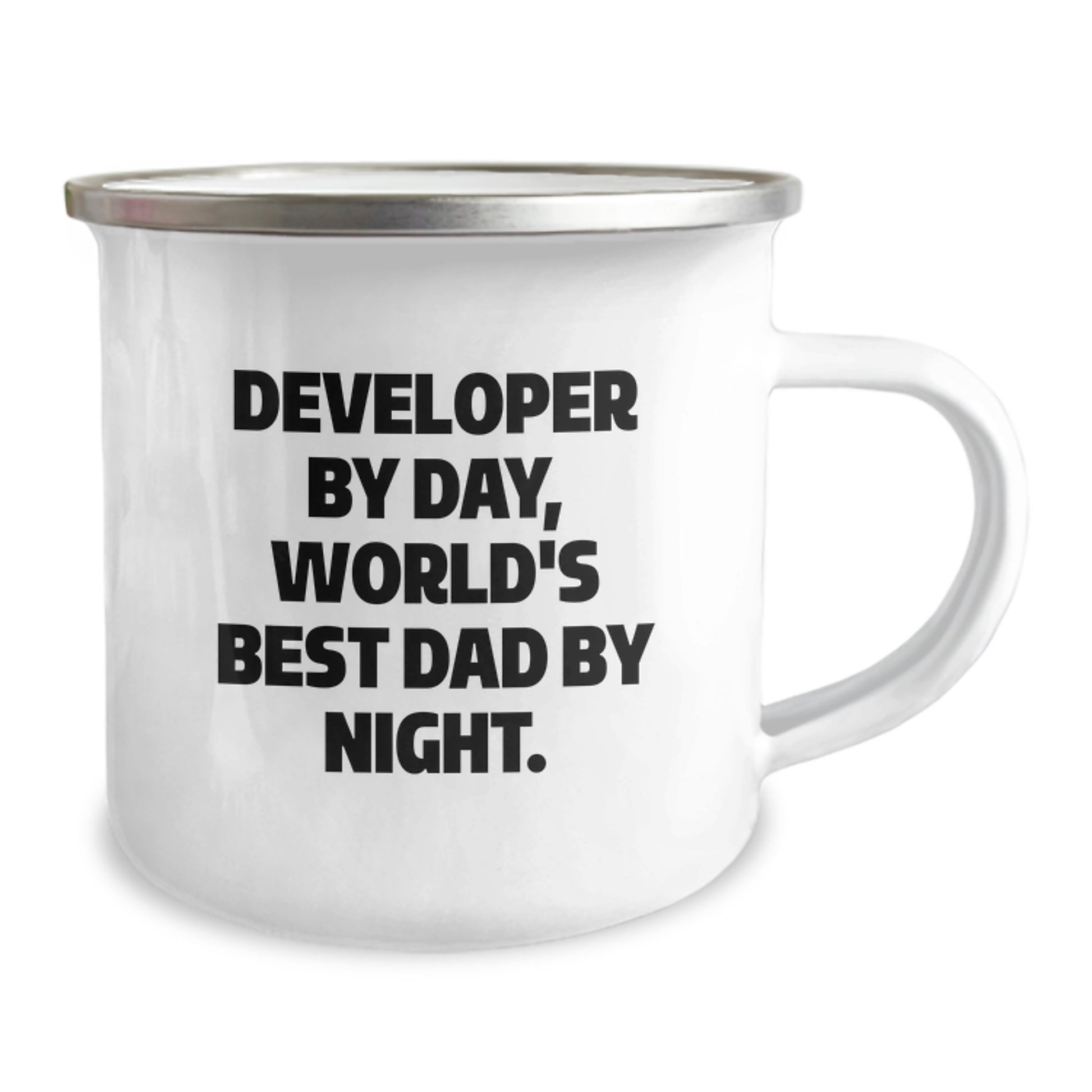 Funny Developer Gifts from Dad, Developer By Day, World's Best Dad By Night. Unique Camping Mug for Christmas - Image 2