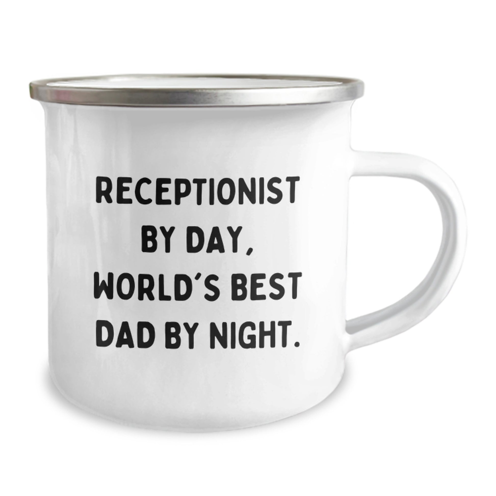 Funny Gifts from Receptionist to Coworkers - Receptionist By Day, World's Best Dad By Night. Birthday Unique Gifts for Receptionist, Camping Mug for Men, Stainless Steel with Enamel Finish - Image 2