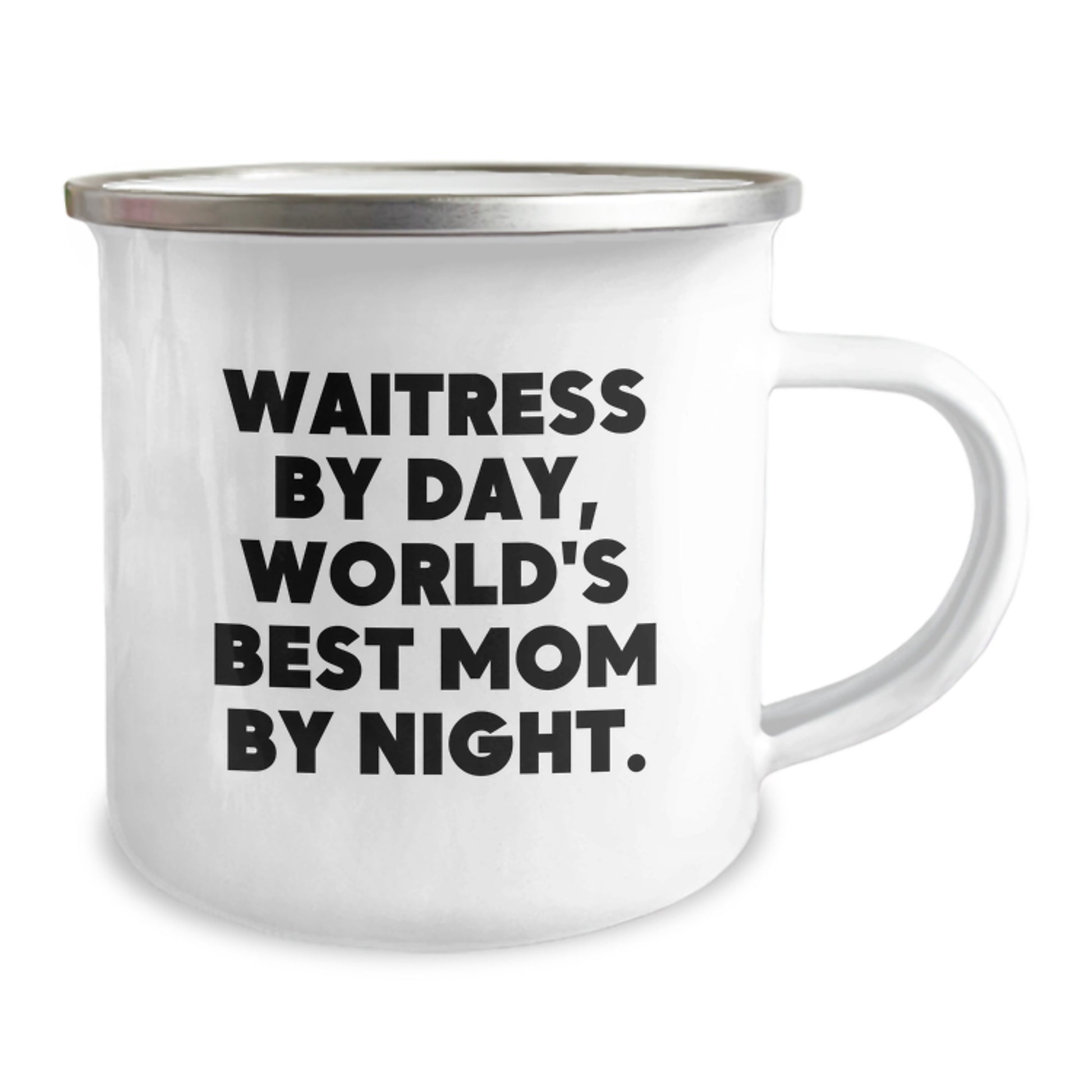 Waitress Gifts from Family, Funny Camping Mug for Birthday, 'Waitress By Day, World's Best Mom By Night.' - Image 2