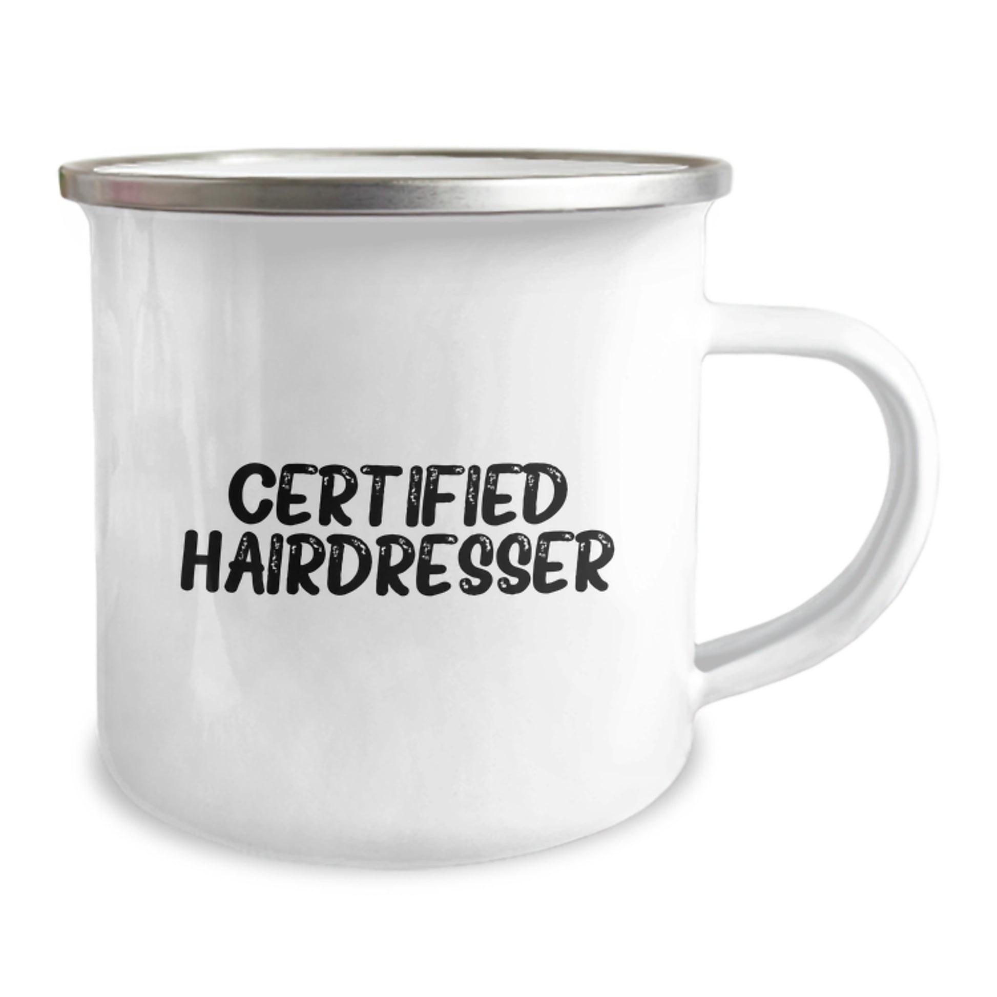 Hairdresser Gifts from Friends for Birthday - Funny Quote on Camping Mug, 12 oz Stainless Steel with Enamel Finish - Image 2