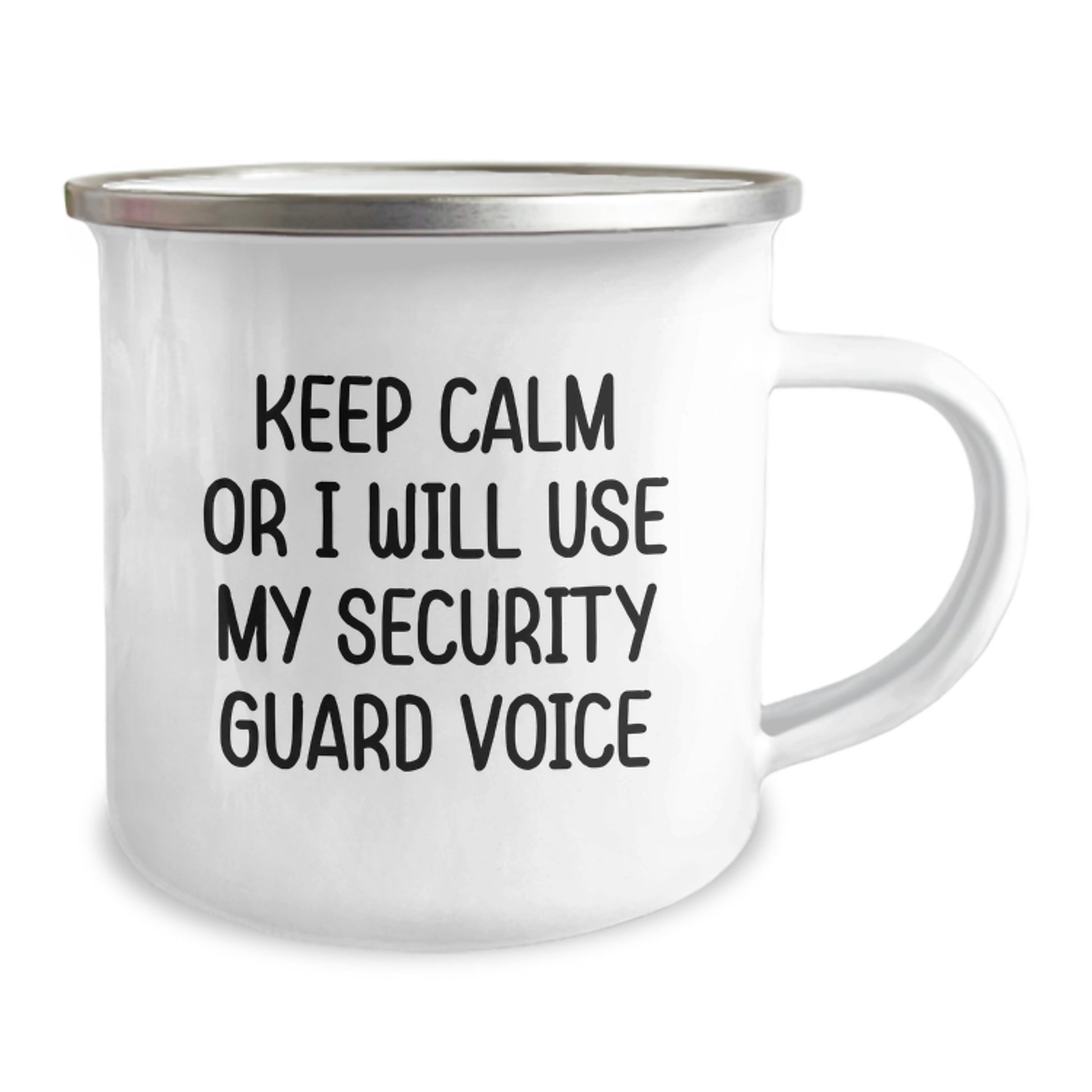 Funny Security Guard Gifts from Men to Security Guard Friends on Birthday, Keep Calm Or I Will Use My Security Guard Voice Camping Mug - Image 2