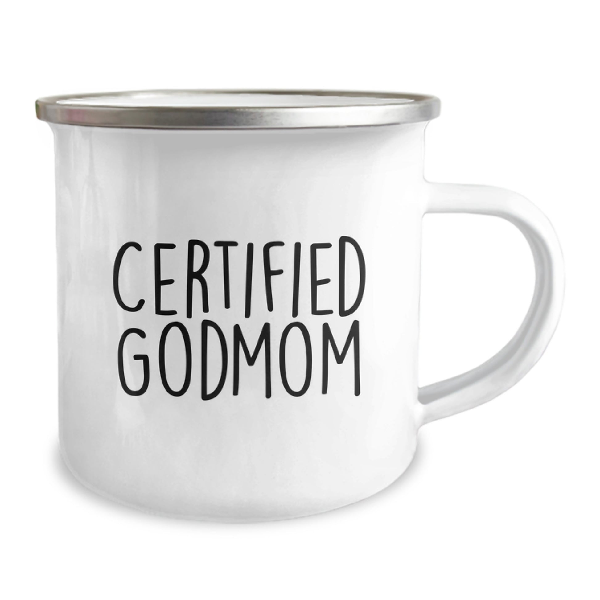 Funny Godmom Gifts from Mom for Graduation Camping Mug - 'Certified Godmom' Quote, 12 oz Stainless Steel with Enamel Finish - Image 2