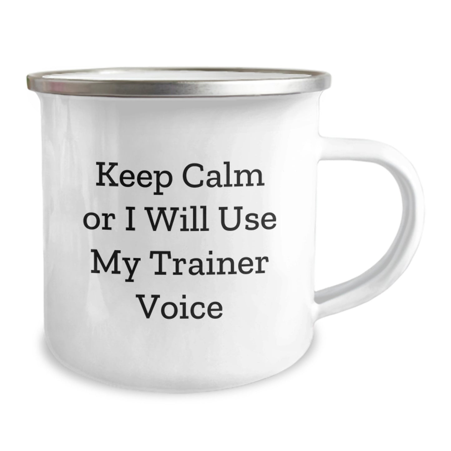 Funny Trainer Gifts, Trainer Camping Mug, Keep Calm Or I Will Use My Trainer Voice, Christmas Unique Gifts for Men, Women, Friends, Family - Funny Trainer Coffee Mug - Image 2