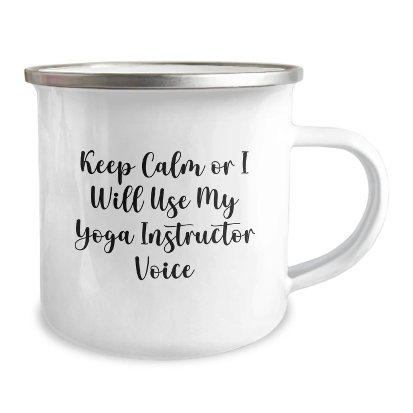 Funny Yoga Instructor Gifts from Friends for Yoga Instructors, Keep Calm or I'll Use My Yoga Instructor Voice, Camping Mug for Christmas Unique - Image 2
