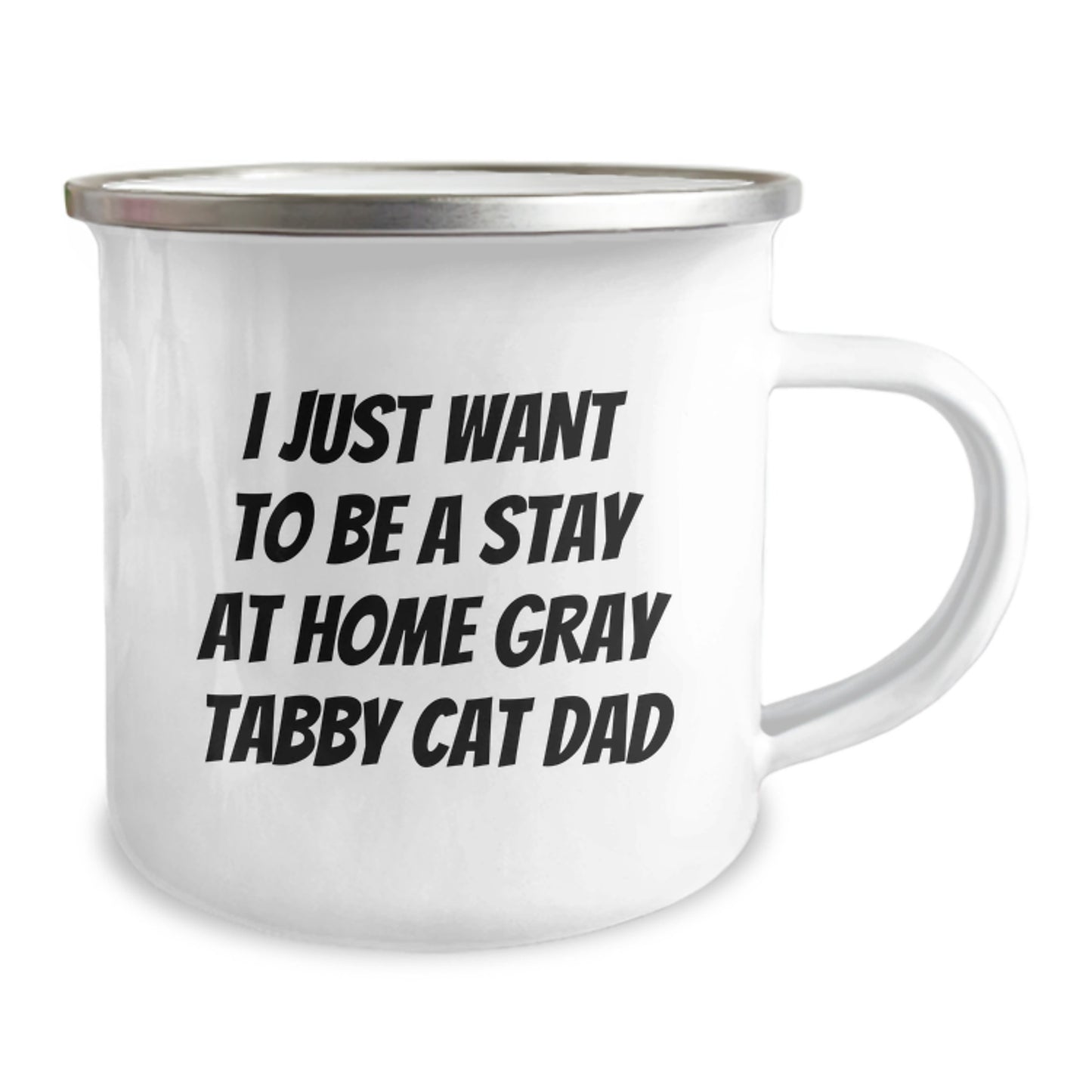 Gray Tabby Cat Gifts from Friends, Funny Camping Mug for Gray Tabby Cat Dad, Graduation Unique Gifts for Men - Image 2