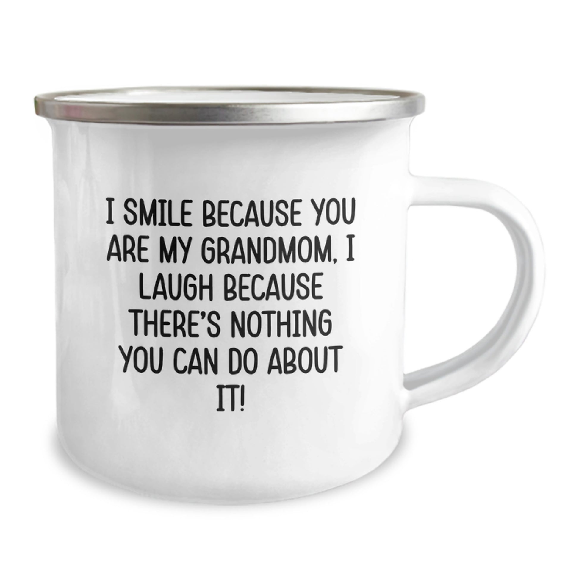 Grandmom Camping Mug, Funny Quote, 12 Oz Capacity, Stainless Steel with Enamel Finish, Gifts from Family to Grandmom, Unique Graduation Gifts - Image 2
