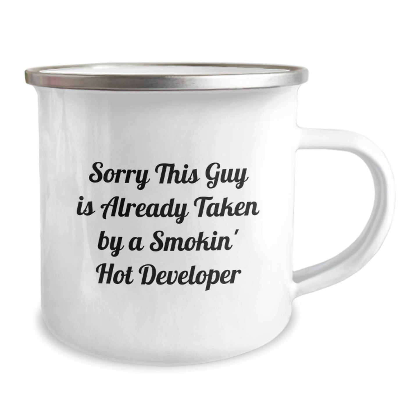 Funny Developer Gifts for Men, Unique Christmas Unique Mugs for Developer Enthusiasts, Sorry 'This Guy Is Already Taken By A Smokin' Hot Developer' Ceramic Mug - Image 2