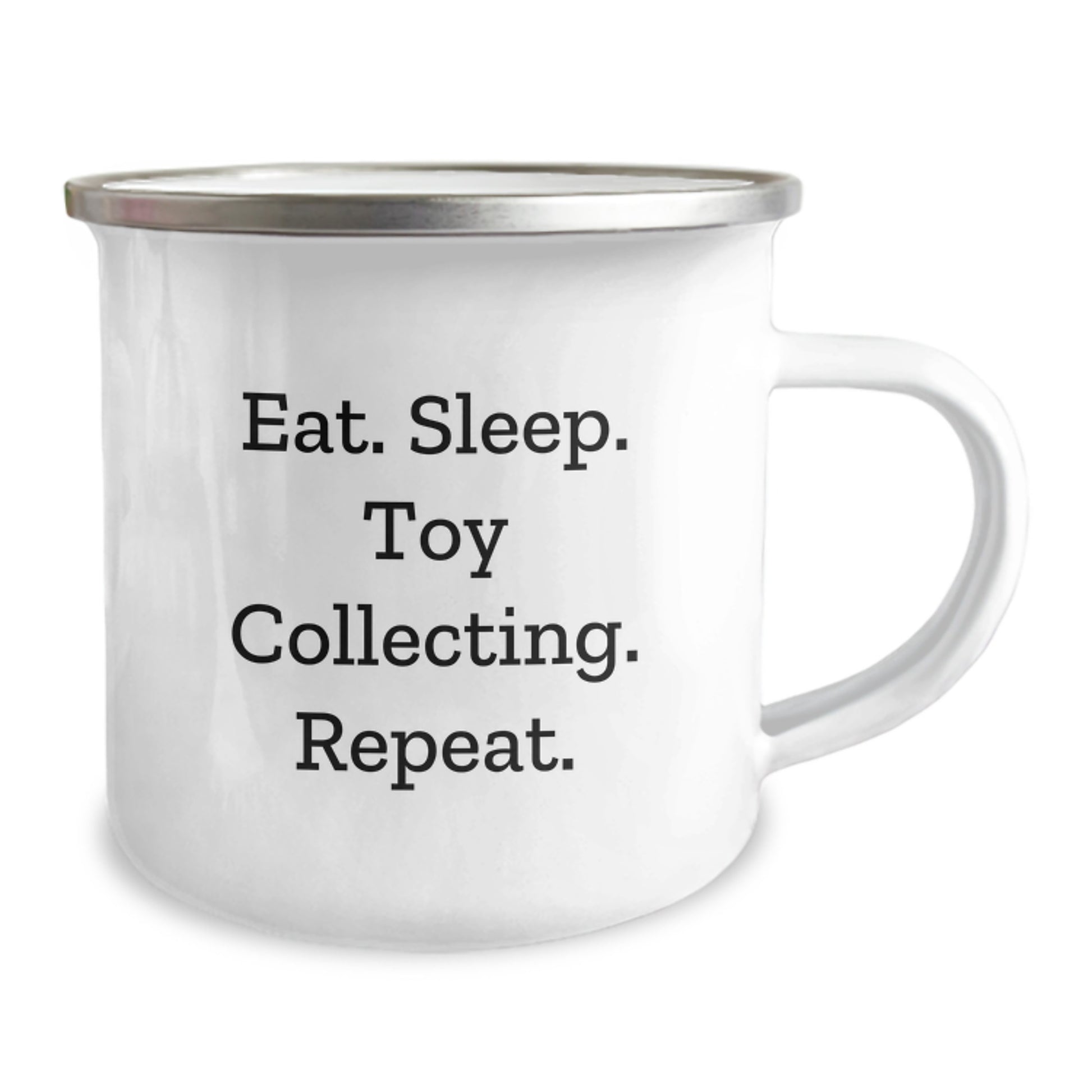Funny Toy Collecting Gifts for Men, Christmas Unique Gifts from Friends - Eat. Sleep. Toy Collecting. Repeat. Ceramic Camping Mug - Image 2