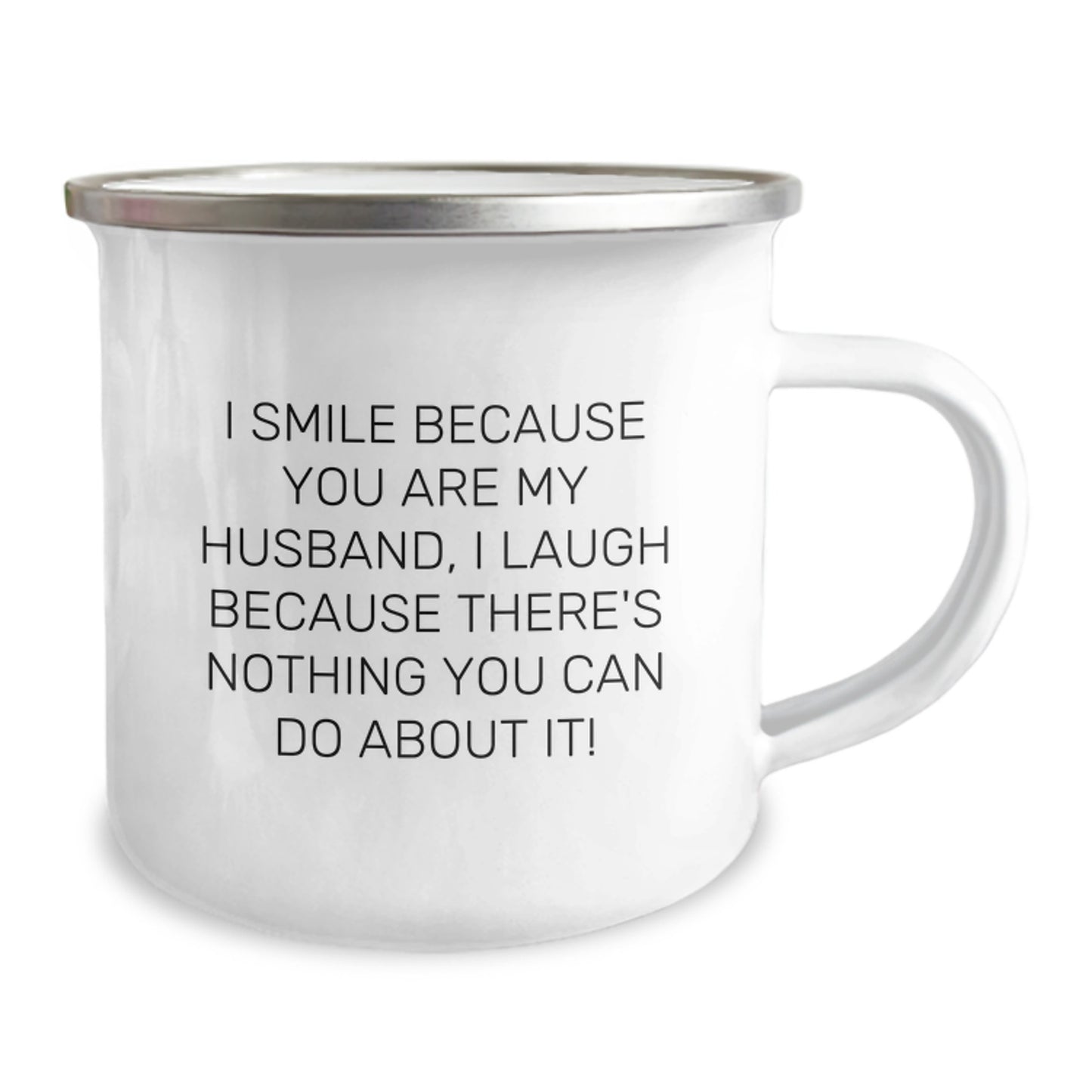 Funny Husband Gifts for Him, Camping Mug with I Smile Because You Are My Husband, Perfect for Christmas - Image 2