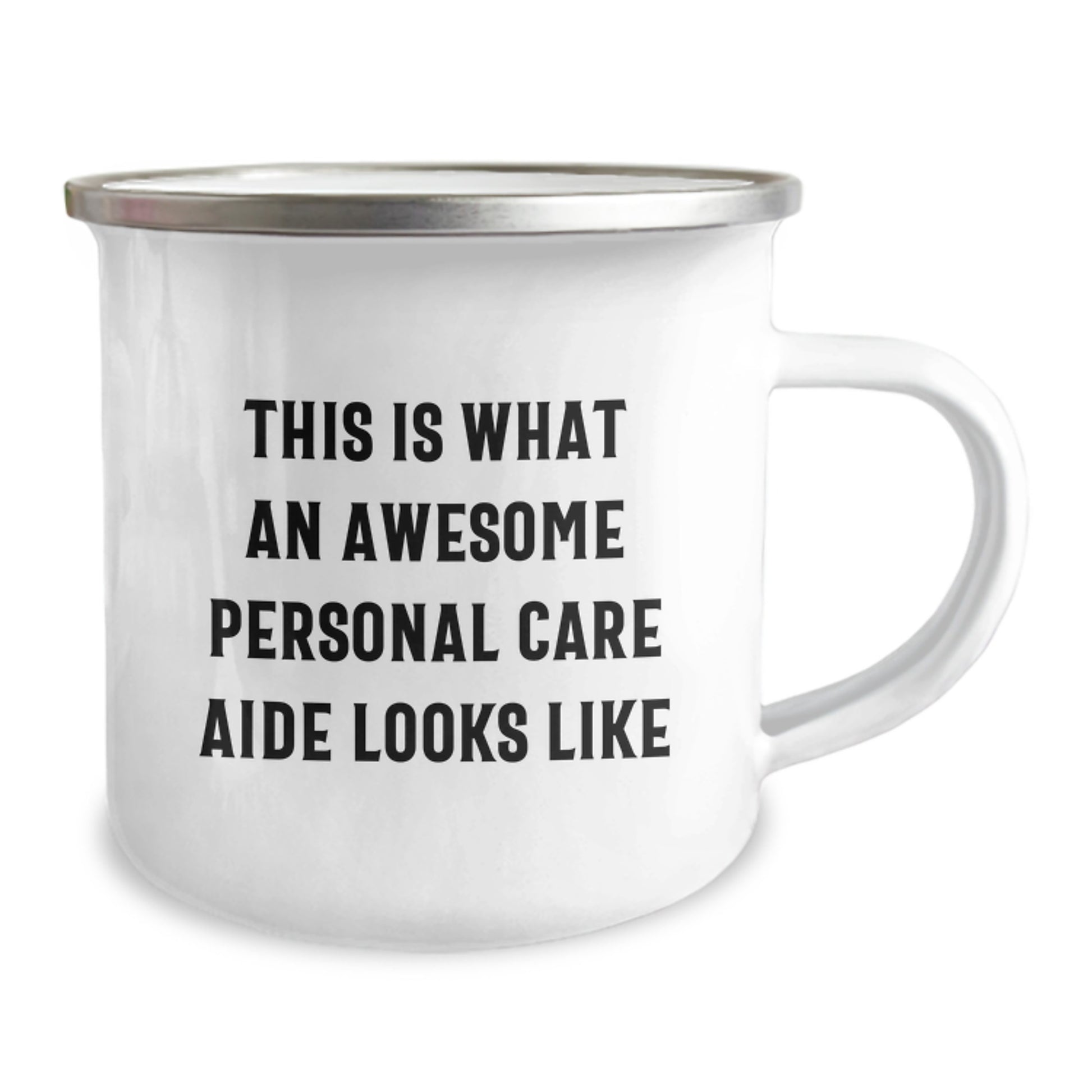 Funny Personal Care Aide Gifts from Friends for Graduation - Camping Mug with Quote 'This Is What An Awesome Personal Care Aide Looks Like', 12 oz Stainless Steel with Enamel Finish - Image 2