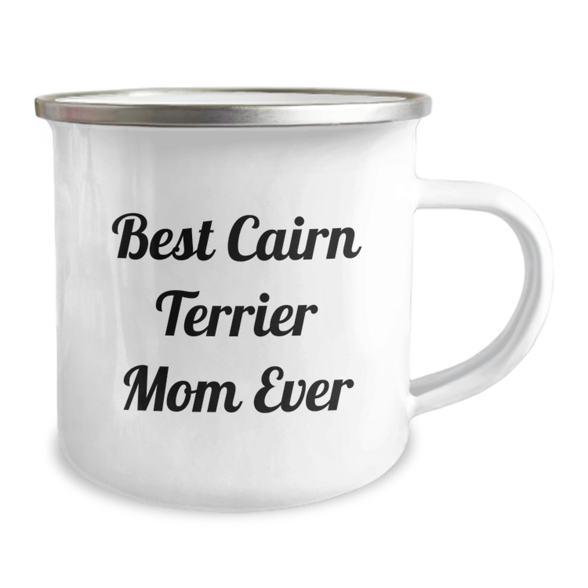 Funny Cairn Terrier Dog Birthday Unique Gifts from Friends - Best Mom Ever Camping Mug, Enamel Finish, 12 oz Capacity - Image 2