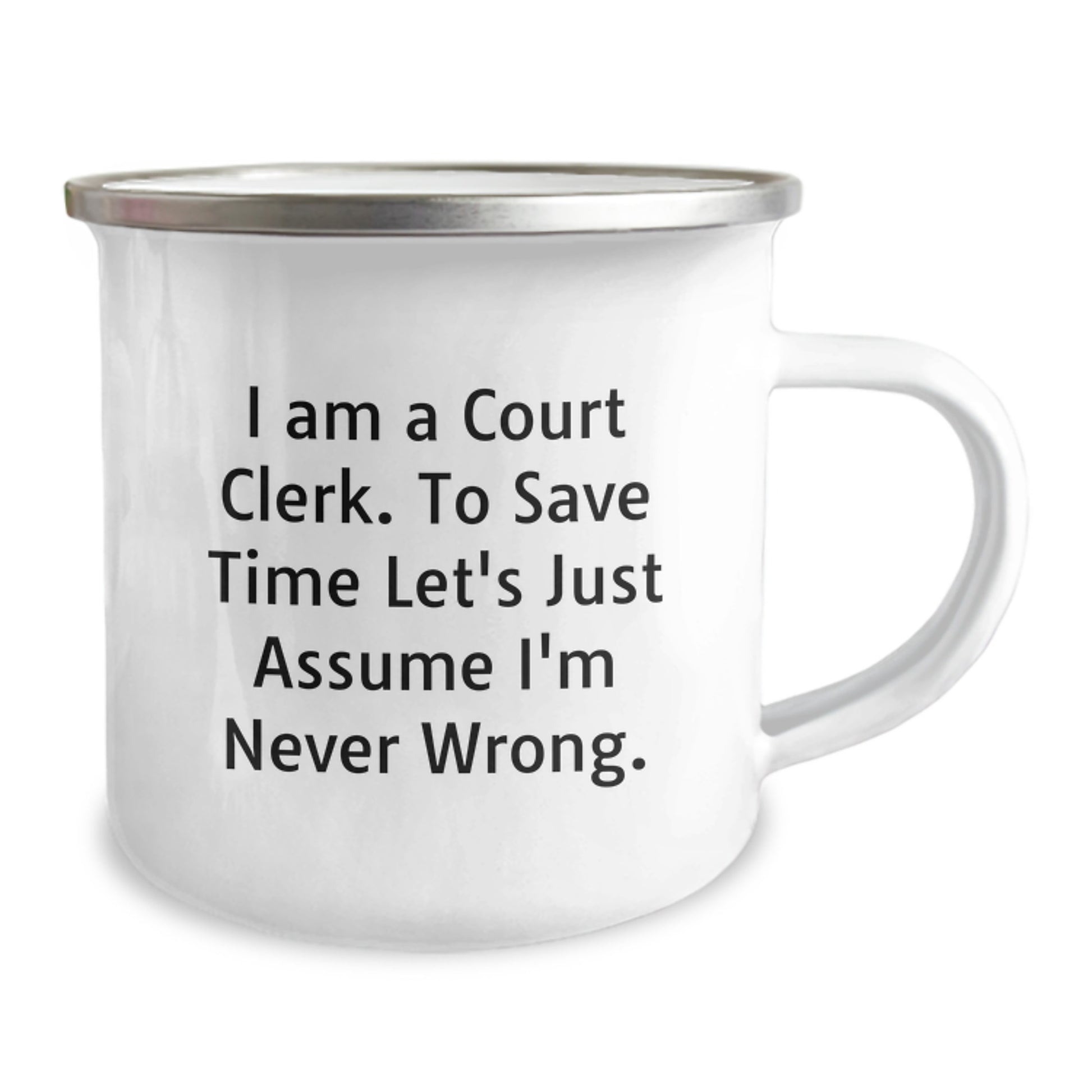 Court Clerk Keepsake Camping Mug for Him Birthday Gift 12oz Enamel - Image 2