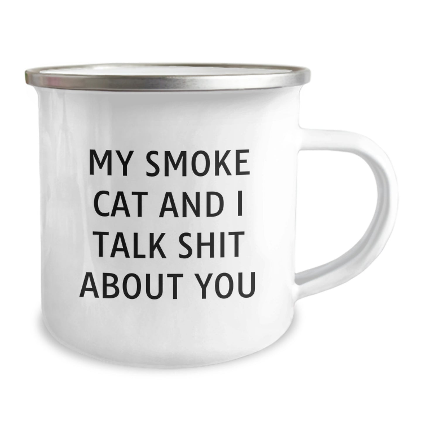 Funny Smoke Cat Gifts for Men - Smoke Cat Camping Mug with 'My Smoke Cat And I Talk Shit About You' Quote, Christmas Unique Gifts from Friends to Coworkers - Image 2