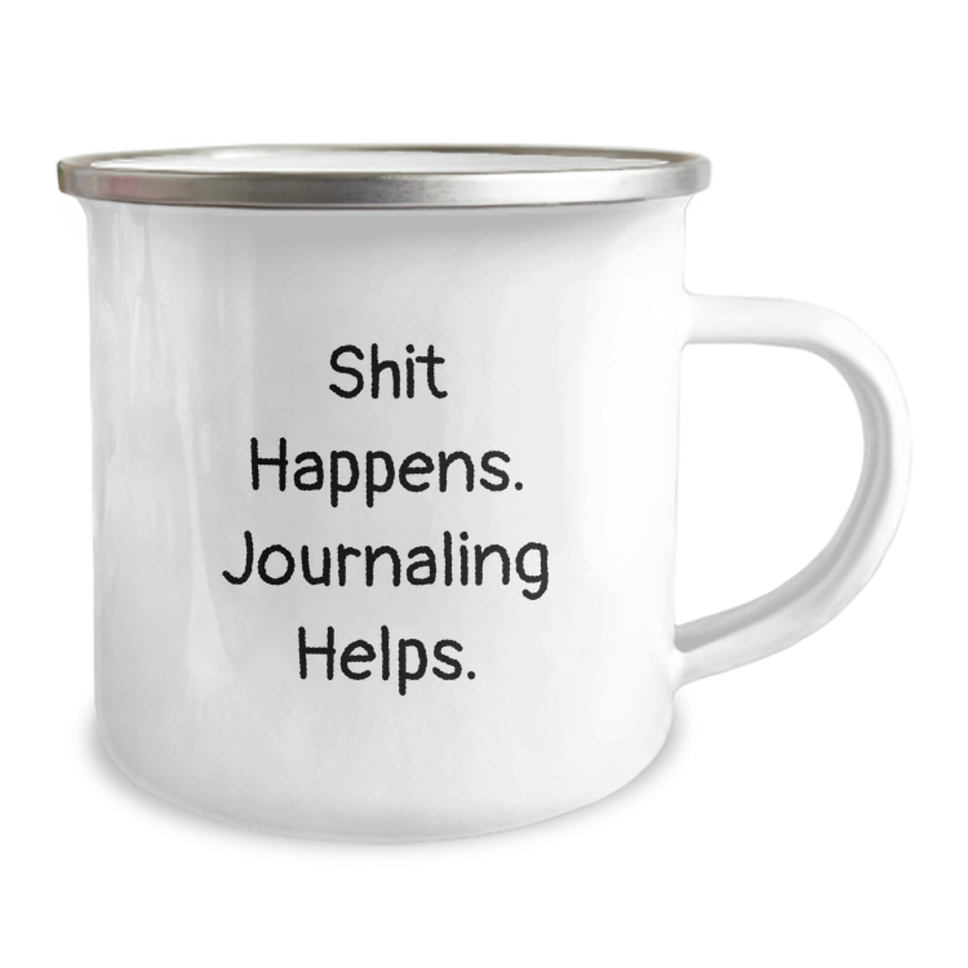 Funny Journaling Gifts for Birthday - 'Shit Happens. Journaling Helps.' Camping Mug for Friends, Family, and Coworkers - Image 2