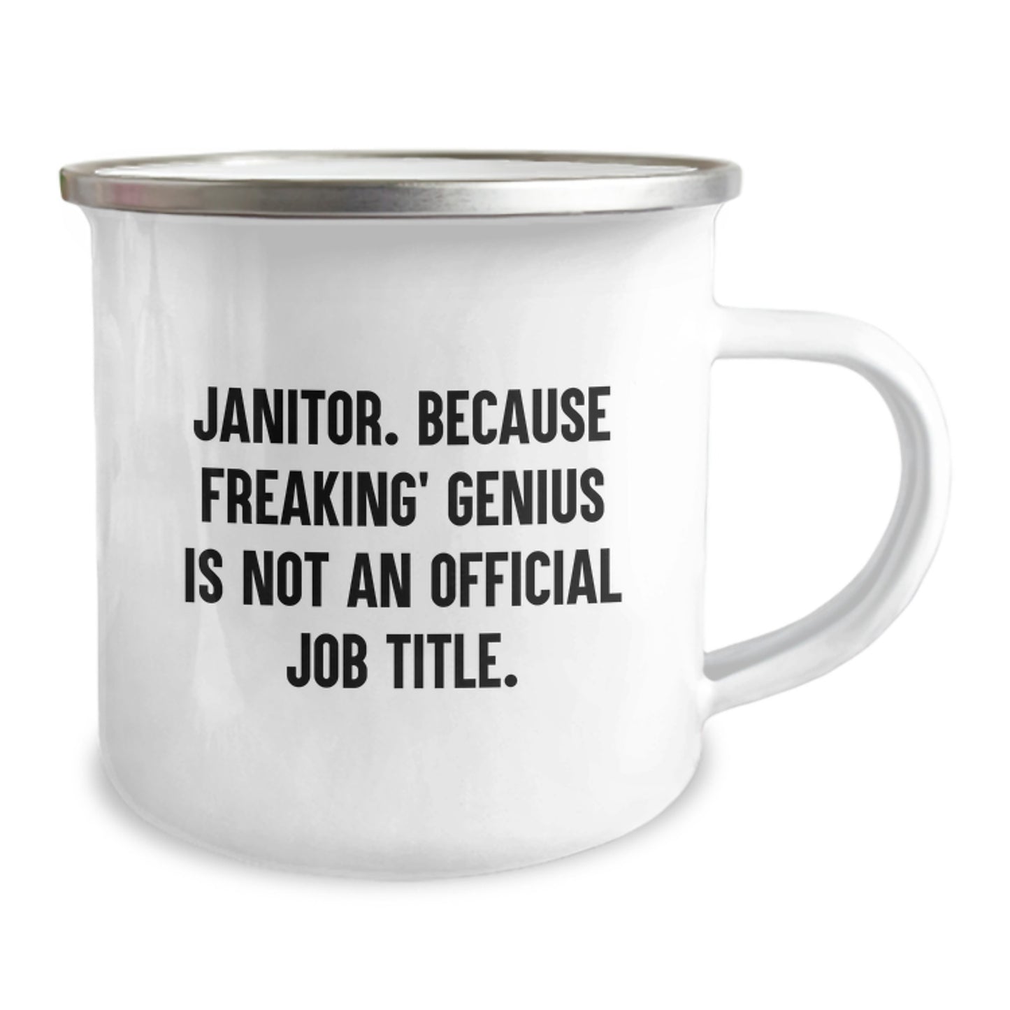Funny Janitor Gifts, Men's Camping Mug, 'Janitor. Because Freaking' genius Is Not An Official Job Title.' - Gifts from Family to Janitor, Unique Graduation Gifts for Him - Image 2
