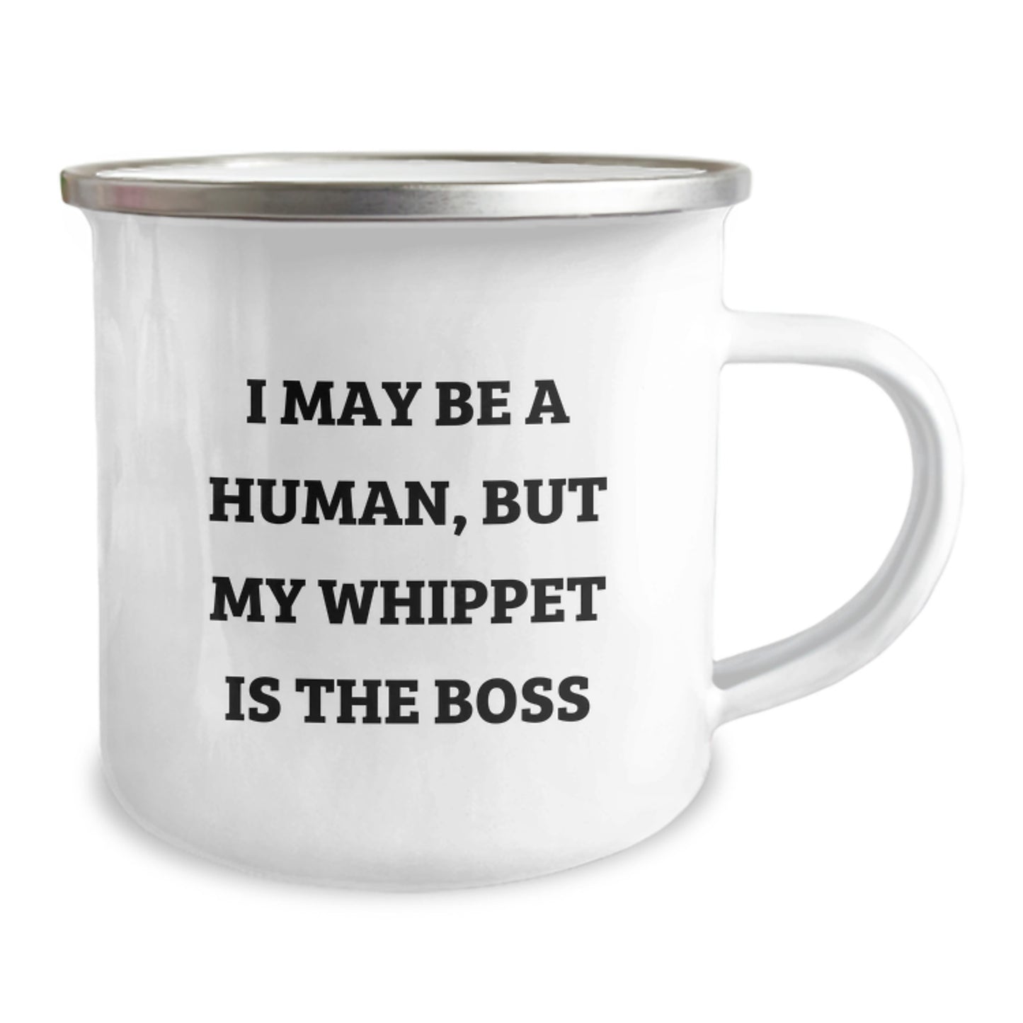 Funny Whippet Dog Gifts for Men, Unique Birthday Unique Gifts from Family - Whippet Dog Camping Mug, I May Be A Human, But My Whippet Is The Boss - Image 2