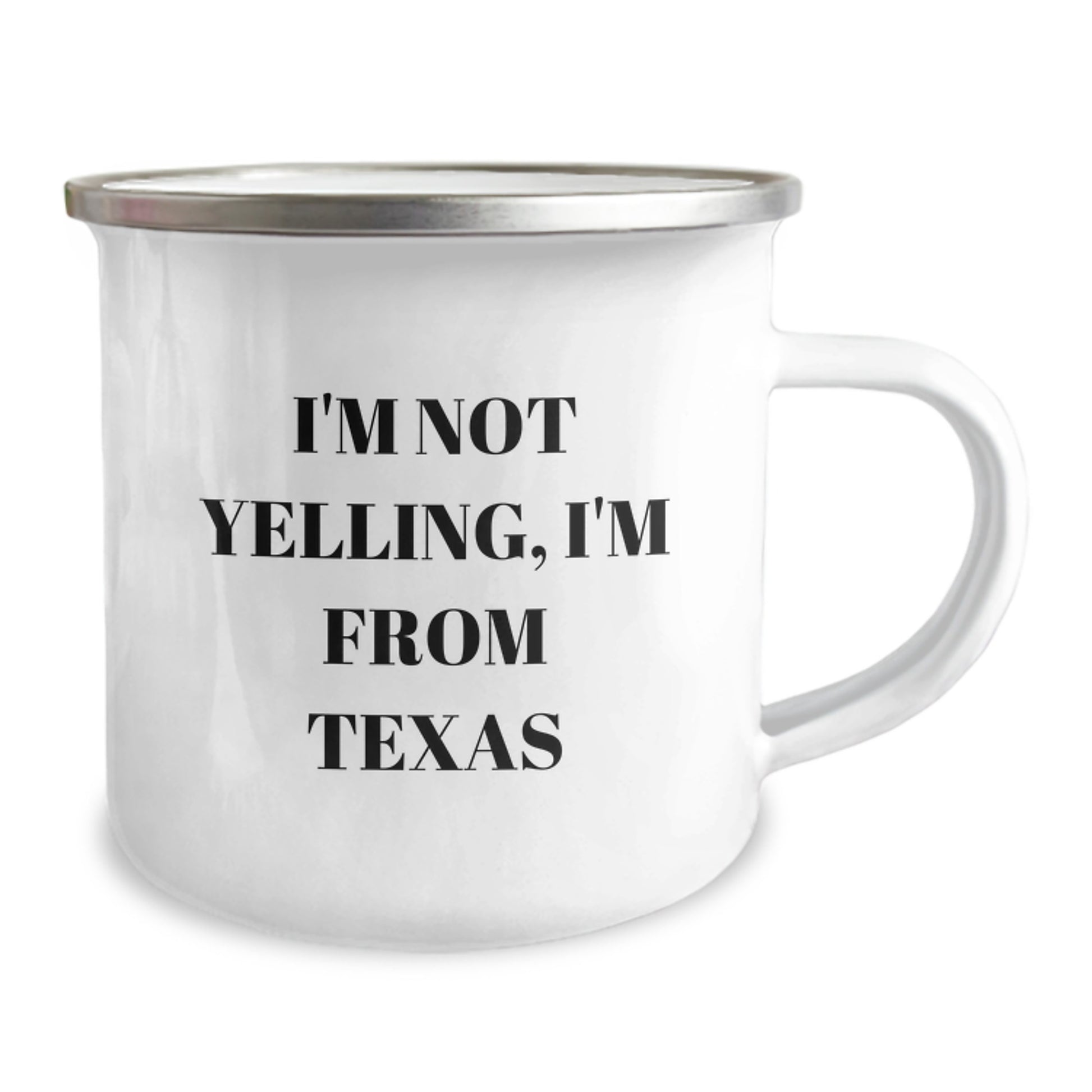 Funny Texas Gifts from Men to Friends - 'I'm Not Yelling, I'm From Texas' Camping Mug for Birthday, Unique Texas Mugs for Women, Texas-themed Camping Mug for Coworkers - Image 2