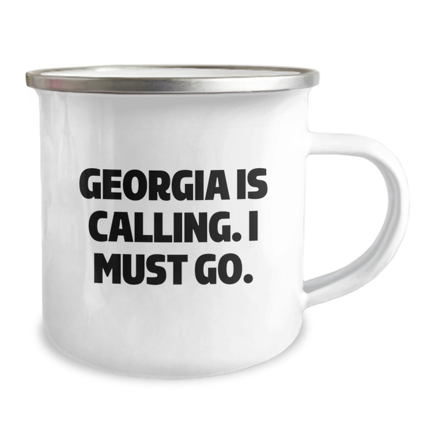 Funny Georgia Camping Mug Gifts from Friends for Birthday 'Georgia Is Calling. I Must Go.' - Image 2