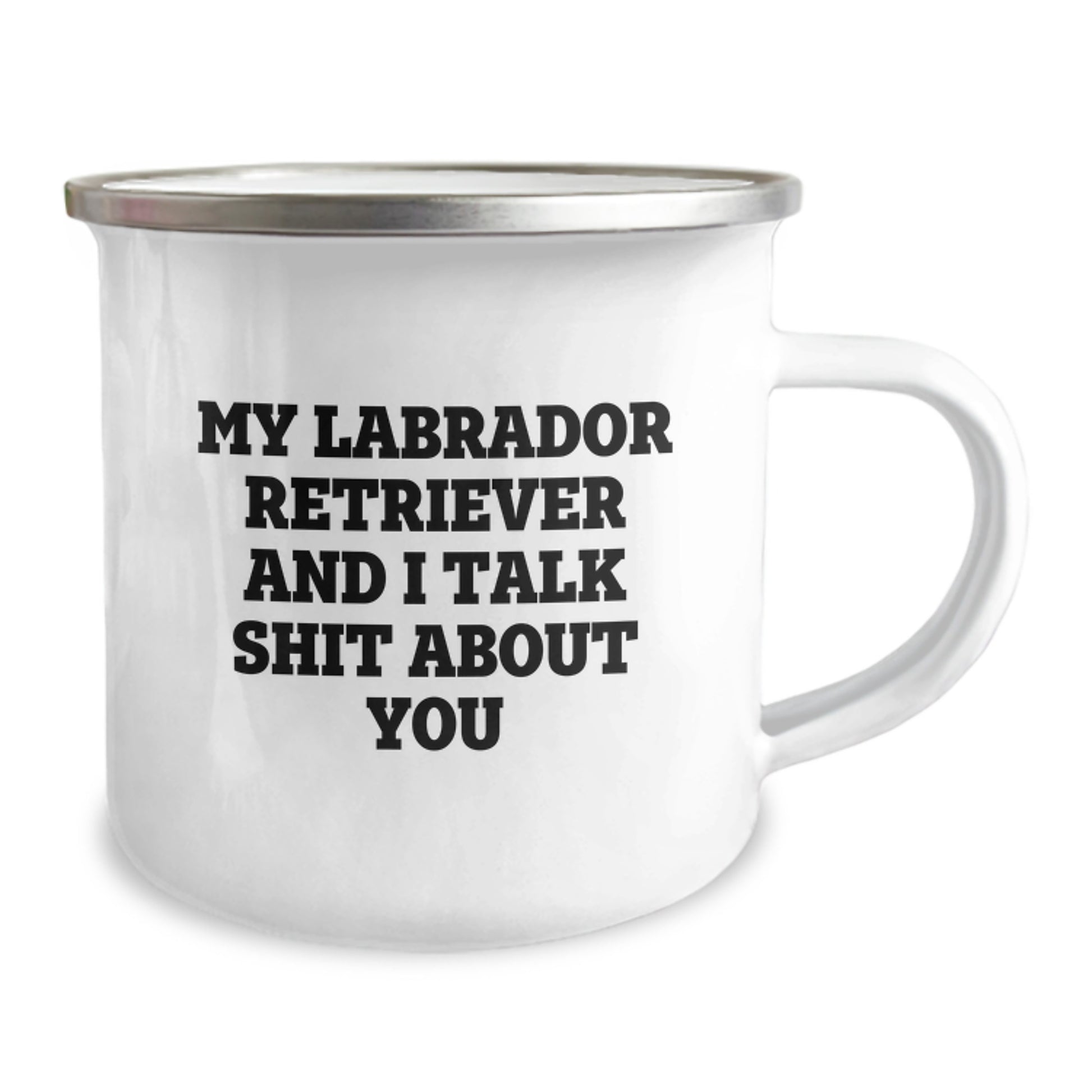 Funny Labrador Retriever Dog Gifts for Birthday - Gifts from Friends to Labrador Retriever Dog Owners - 'My Labrador Retriever And I Talk Shit About You' Camping Mug - Image 2