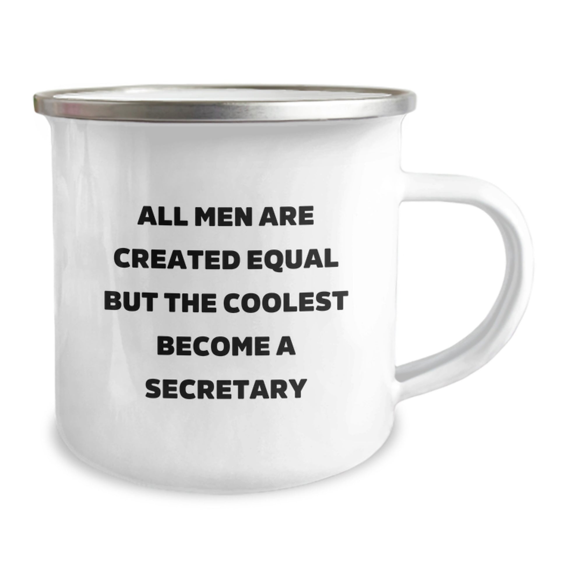 Funny Secretary Gifts, 'All Men Are Created Equal But The Coolest Become A Secretary' Quote on 12 oz Camping Mug, Gifts from Friends to Secretary, Birthday Unique Gifts - Image 2
