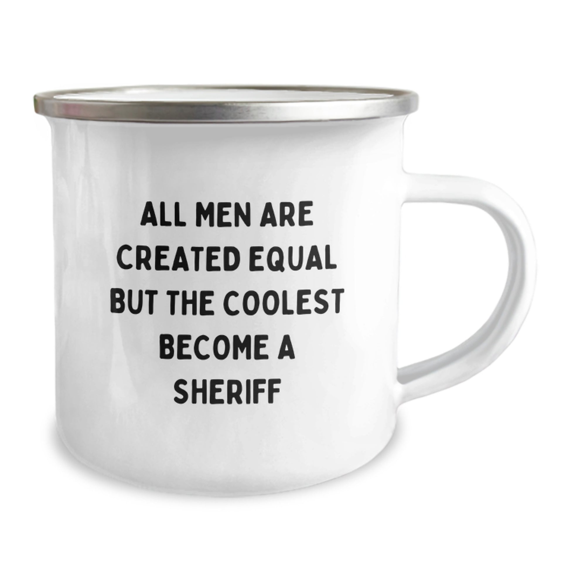 Funny Sheriff Gifts for Men, Unique Mother's Day Unique Gifts from Family, Camping Mug with Inspirational Quote 'All Men Are Created Equal But The Coolest Become A Sheriff' - Image 2