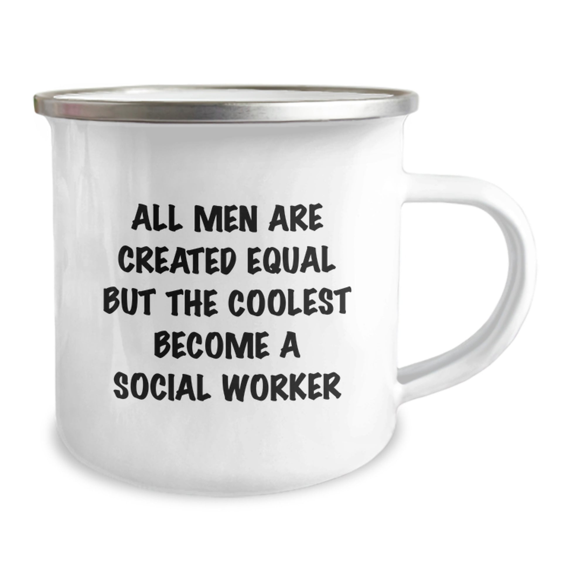 Funny Social Worker Gifts for Men, Camping Mug - 'All Men Are Created Equal But The Coolest Become A Social Worker', Birthday Unique Gifts for Coworkers from Family - Image 2