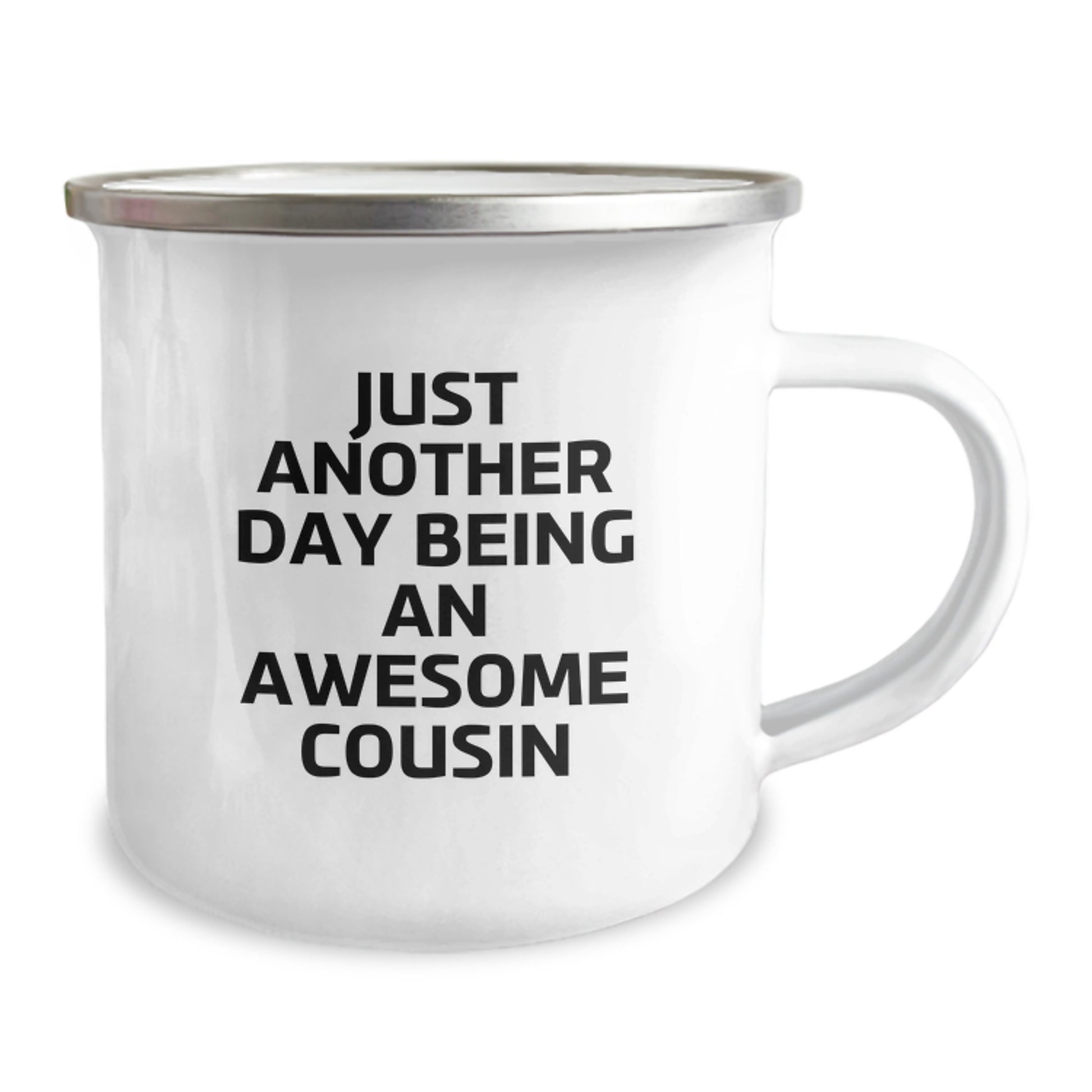 Funny Cousin Camping Mug Gifts from Men to Men, Unique Cousin Gifts, Mother's Day Unique Gifts for Cousin, Funny Quote 'Just Another Day Being An Awesome Cousin' Camping Mug - Image 2