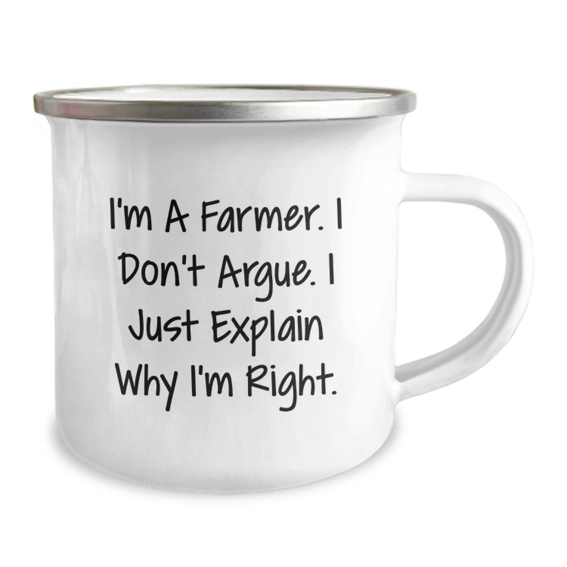 Funny Farmer Gifts from Friends for Men, Christmas Unique Camping Mug, 'I'm A Farmer. I Don't Argue. I Just Explain Why I'm Right.' - Image 2