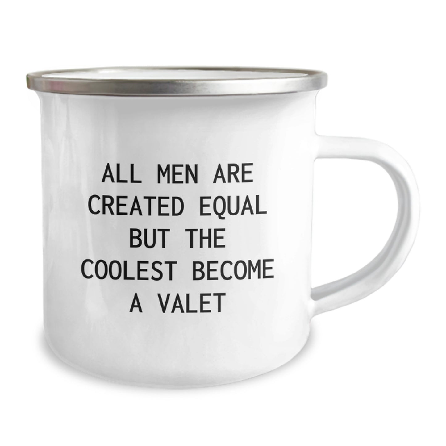 Funny Valet Gifts for Him - Camping Mug, Birthday Unique Gifts from Friends to Family, 'All Men Are Created Equal But The Coolest Become A Valet' - Image 2