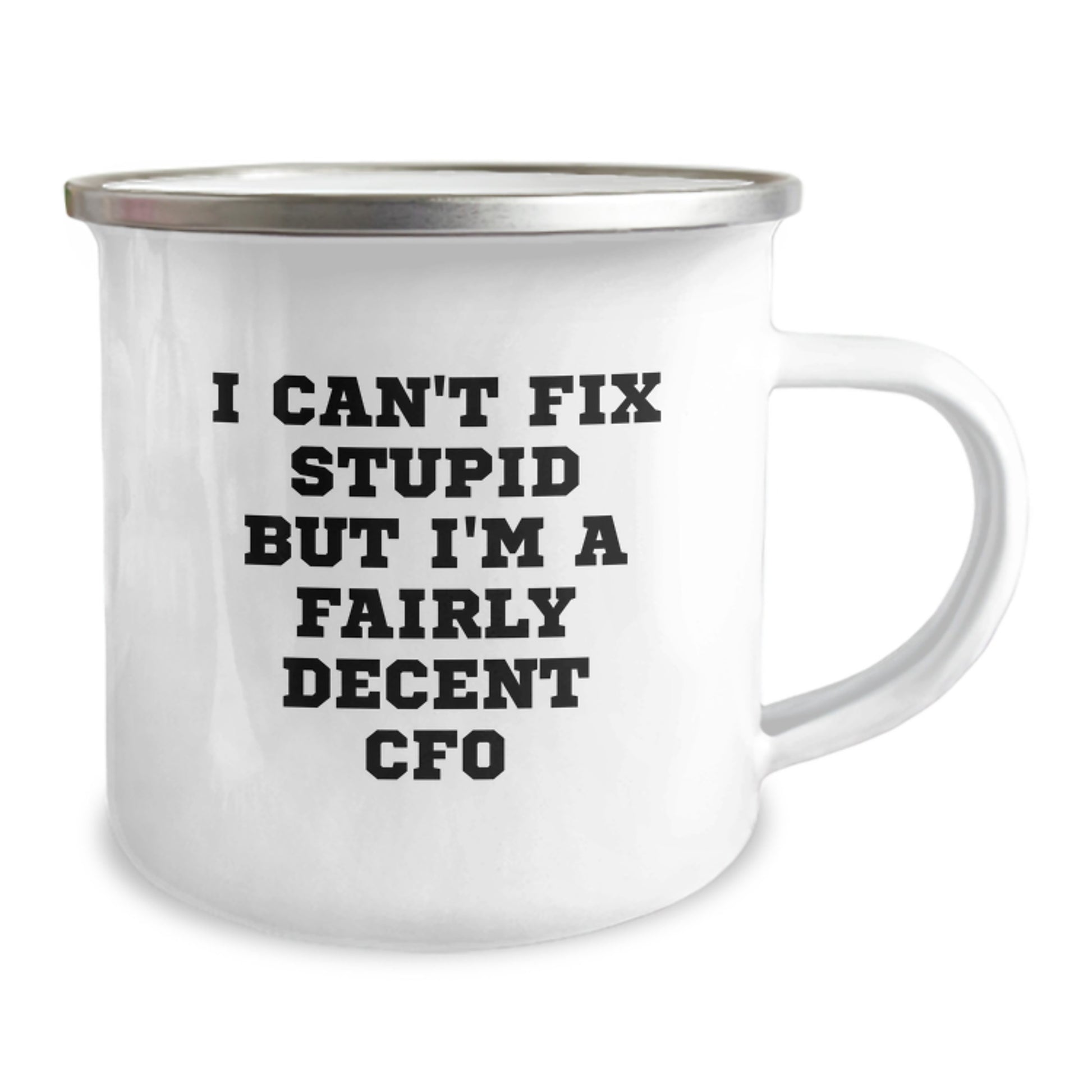 Funny CFO Gifts from Friends to Coworkers - I Can't Fix Stupid But I'm A Fairly Decent CFO Camping Mug for Graduation - Image 2