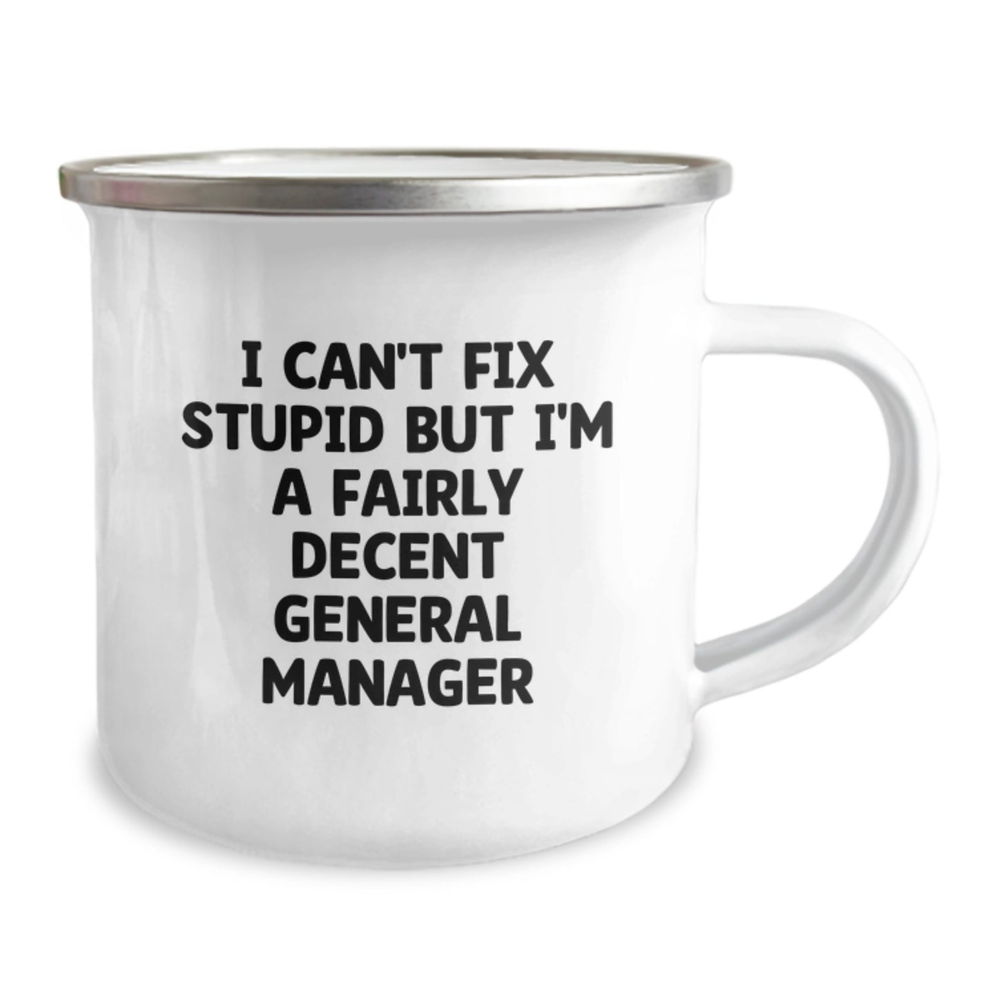 Funny General Manager Gifts for Him - 'I Can't Fix Stupid' Camping Mug, Unique Graduation Gift for Men Friends Coworkers Family - Image 2