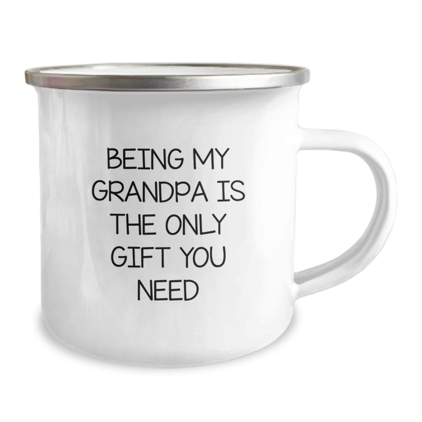Funny Grandpa Gifts - 'Being My Grandpa Is The Only Gift You Need' Camping Mug, 12 oz Stainless Steel with Enamel Finish, Gifts from Family to Grandpa for Graduation - Image 2