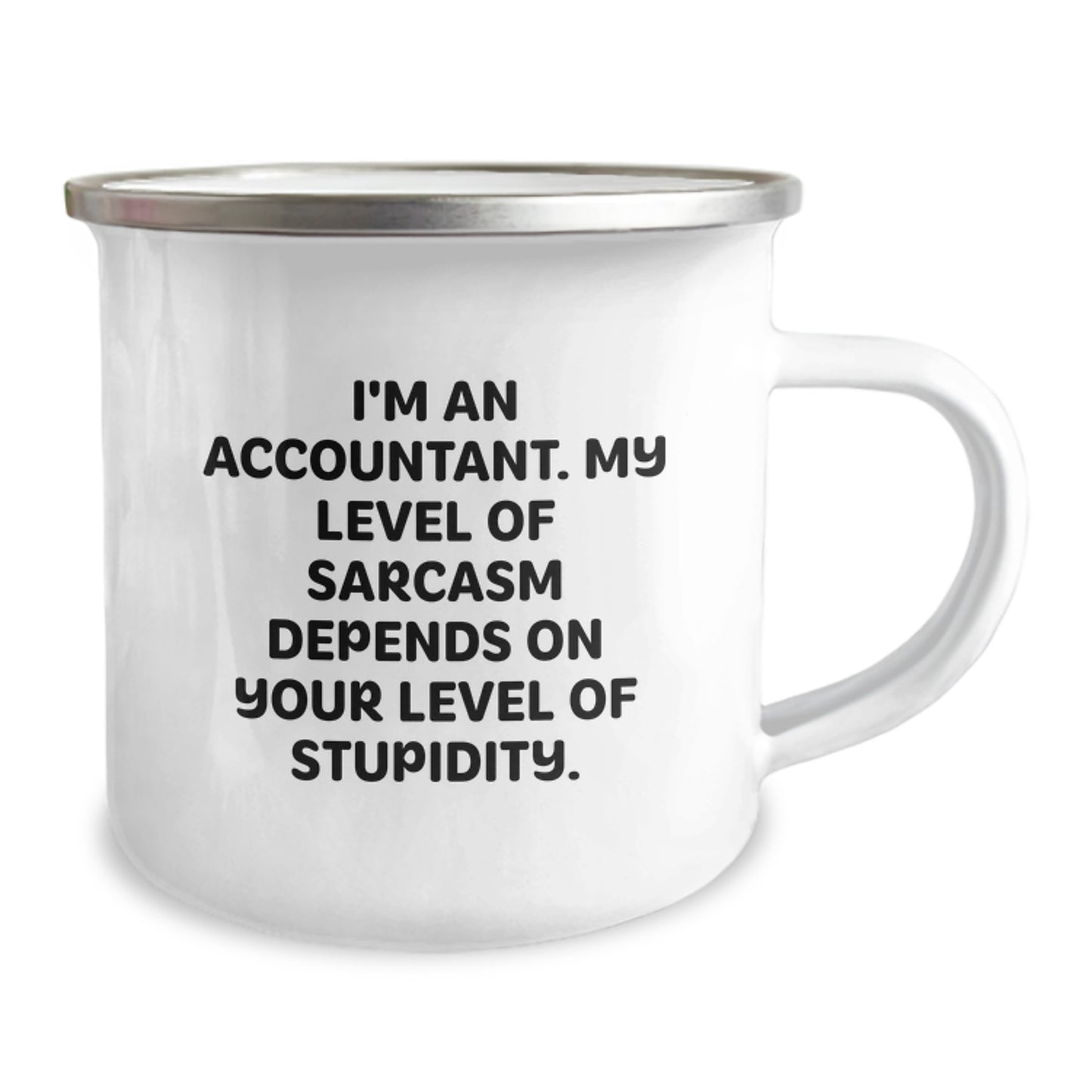 Funny Accountant Gifts from Friends for Him, 'Sarcasm Level' Stainless Steel Camping Mug, Birthday Unique Gifts - Image 2